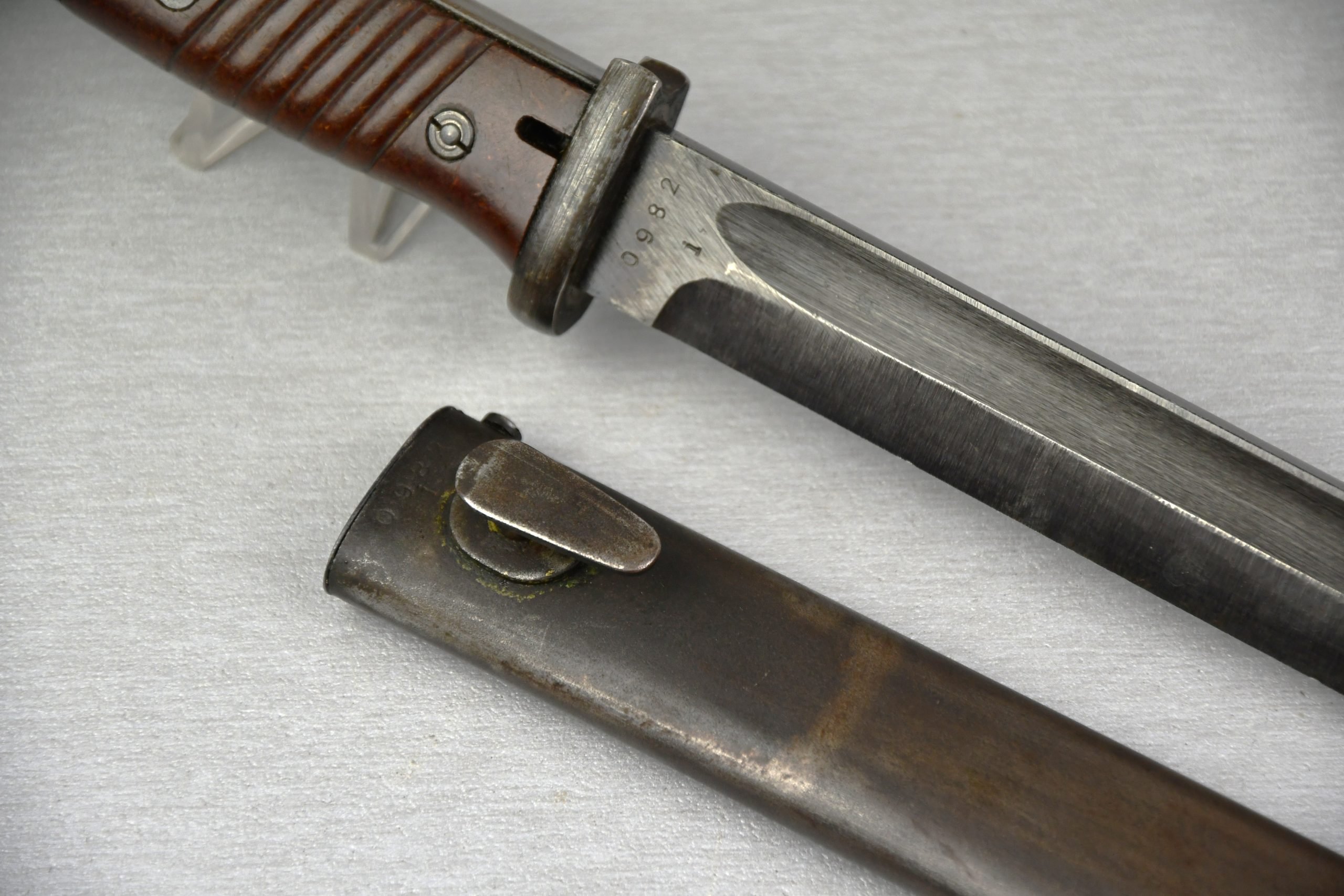 K98 bayonet with red bakelite grips by cof 1944 — image 3