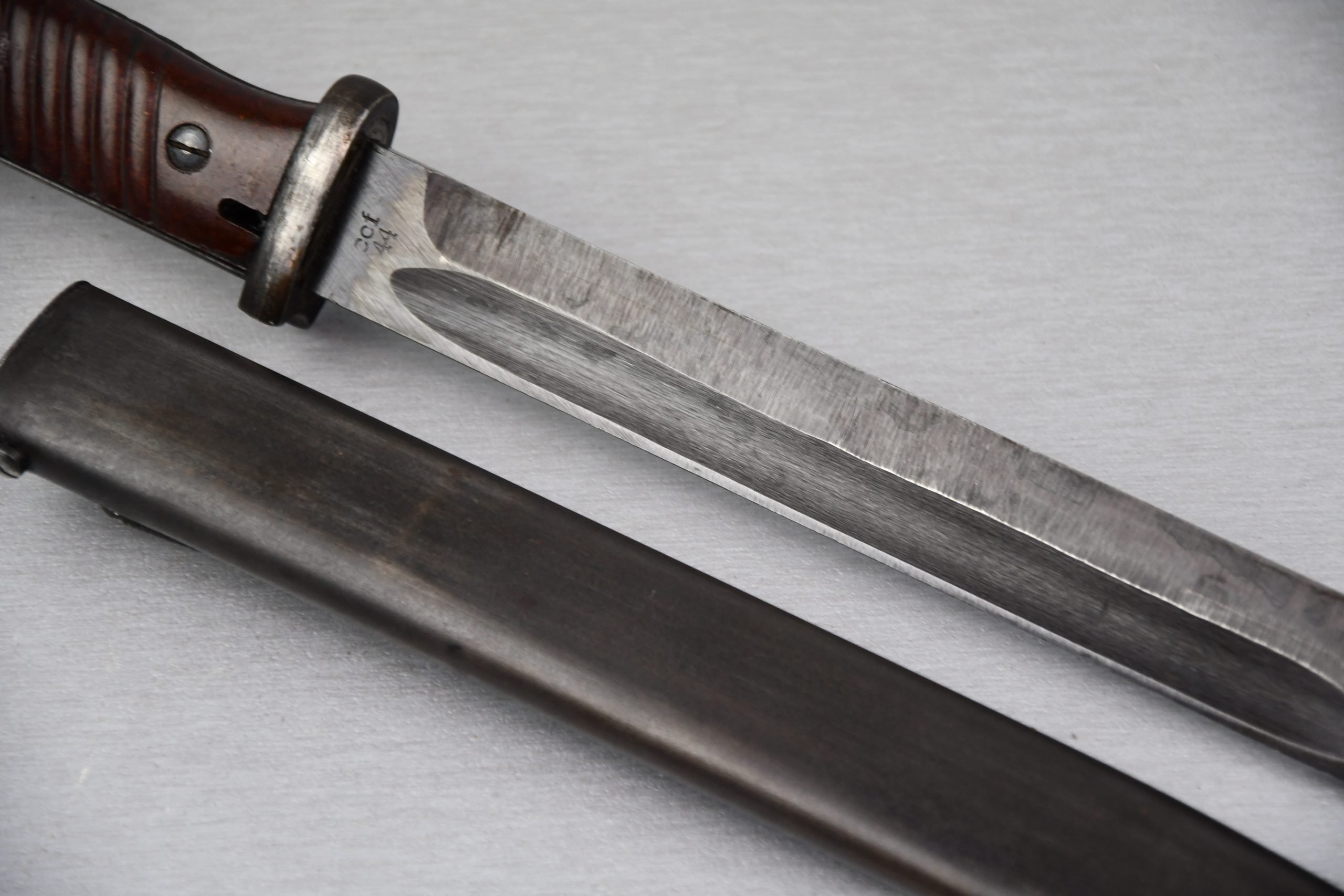 K98 bayonet with red bakelite grips by cof 1944 — image 7