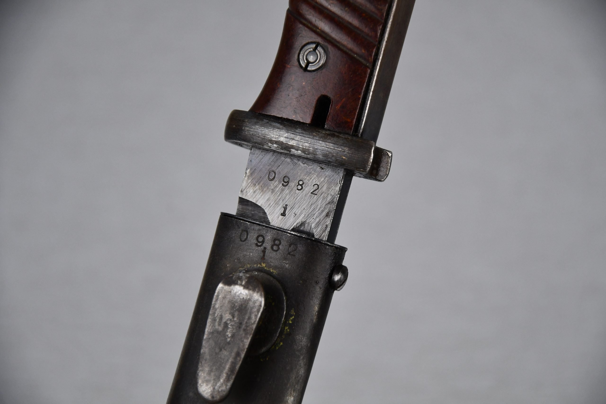 K98 bayonet with red bakelite grips by cof 1944 — image 9