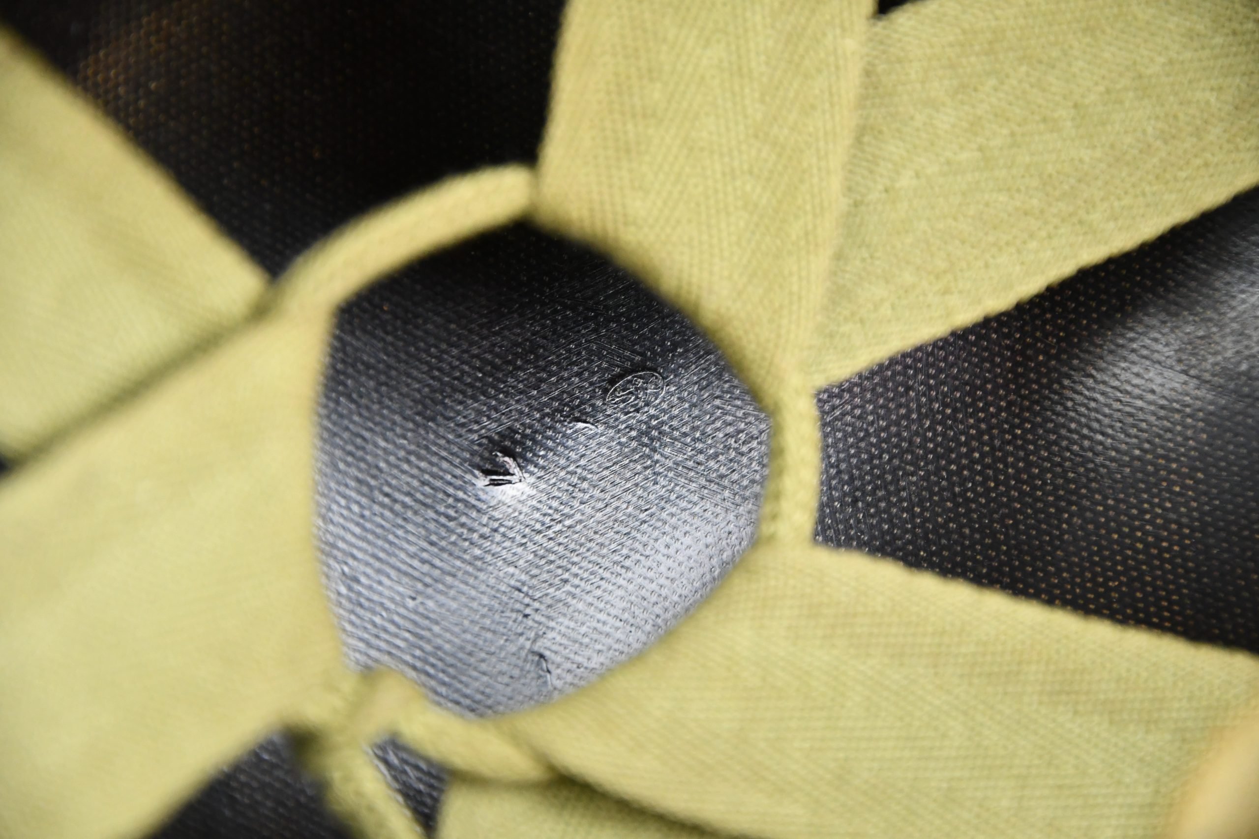 US WW2 M1 steel fixed bail helmet with liner by 'Int'l Molded Plastics Co' and USMC camo cover — image 12