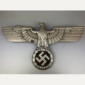 Third Reich 'Reichsbahn' railroad eagle by APAG with shrapnel damage