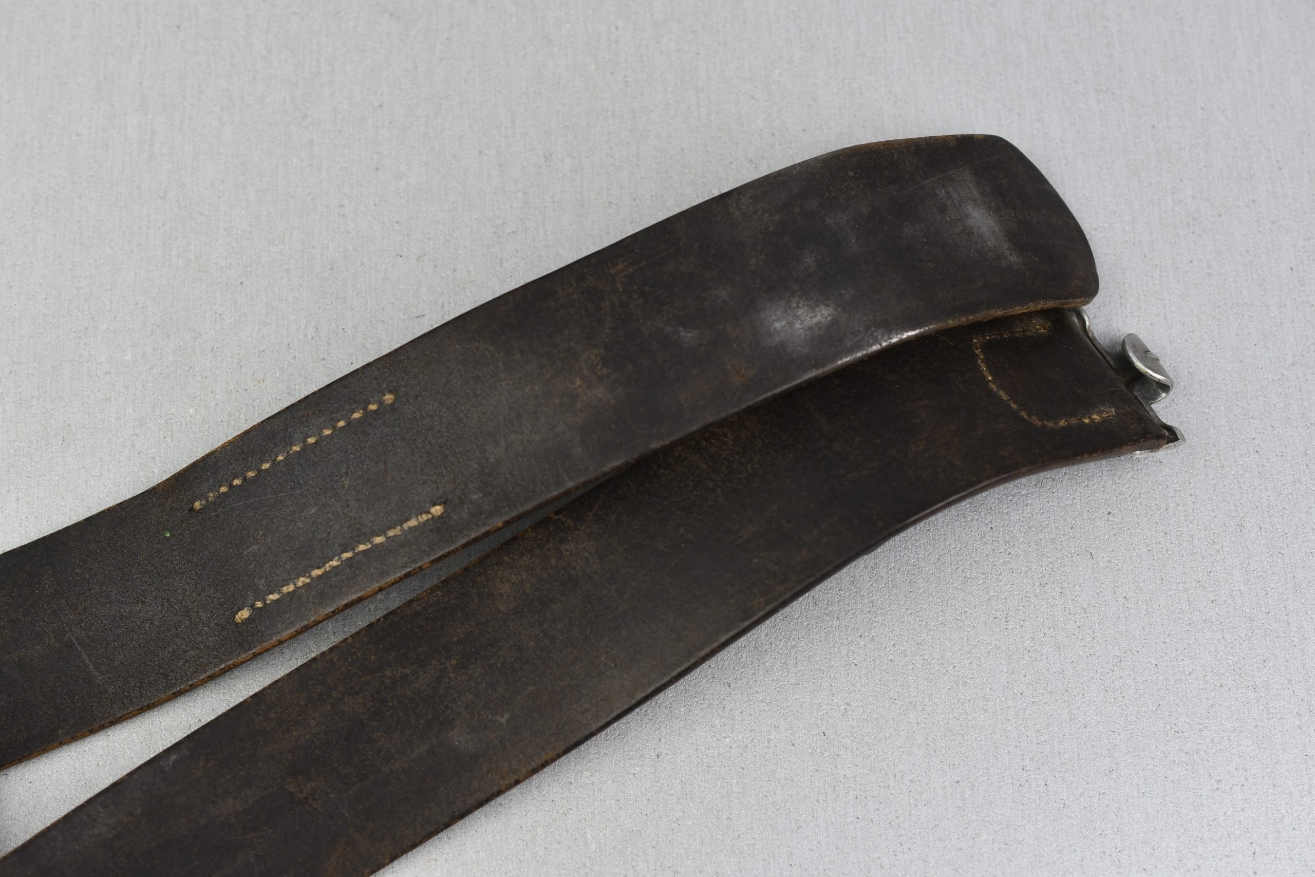 Early Wehrmacht leather equipment belt with aluminum hook — image 3