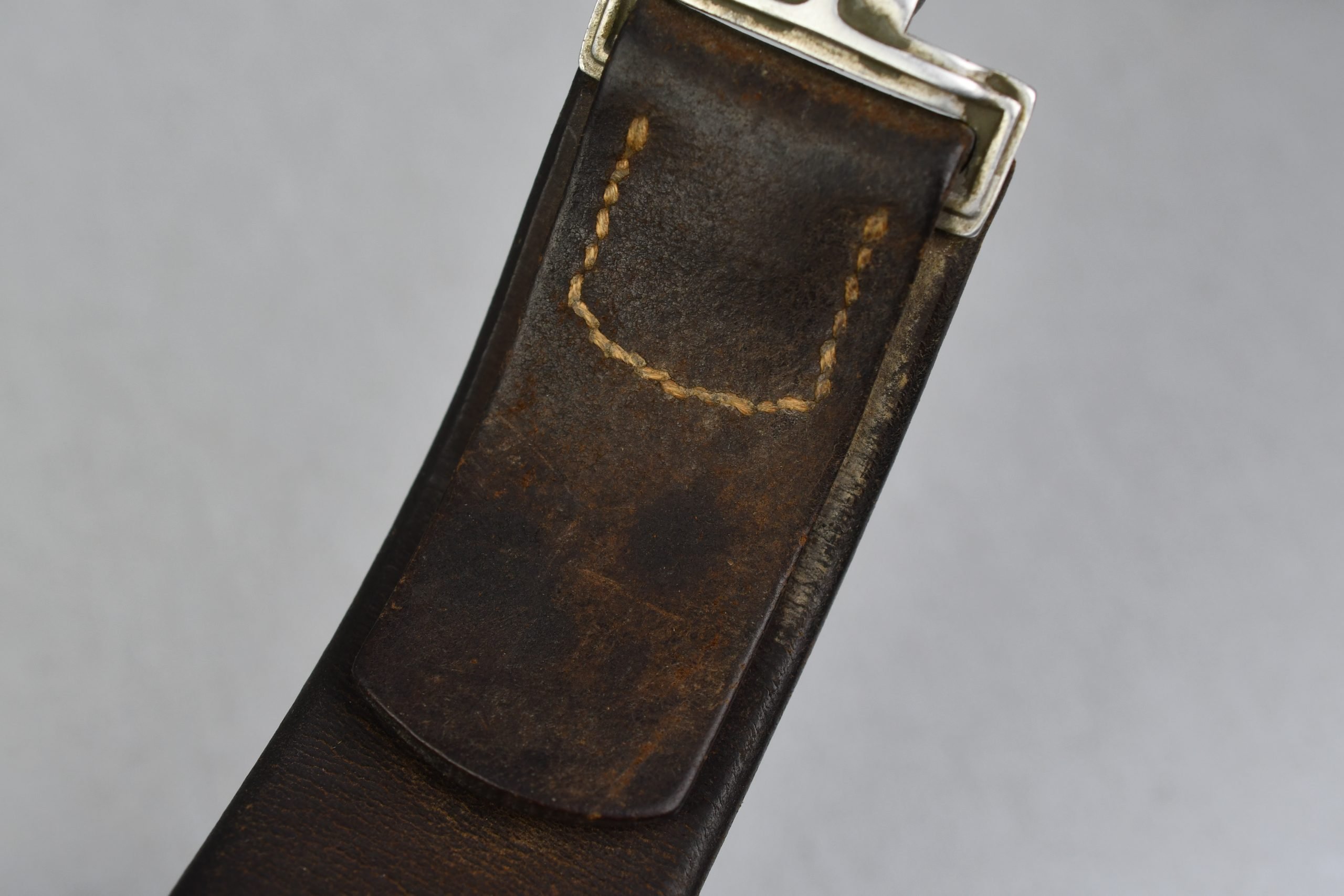 Early Wehrmacht leather equipment belt with aluminum hook — image 6