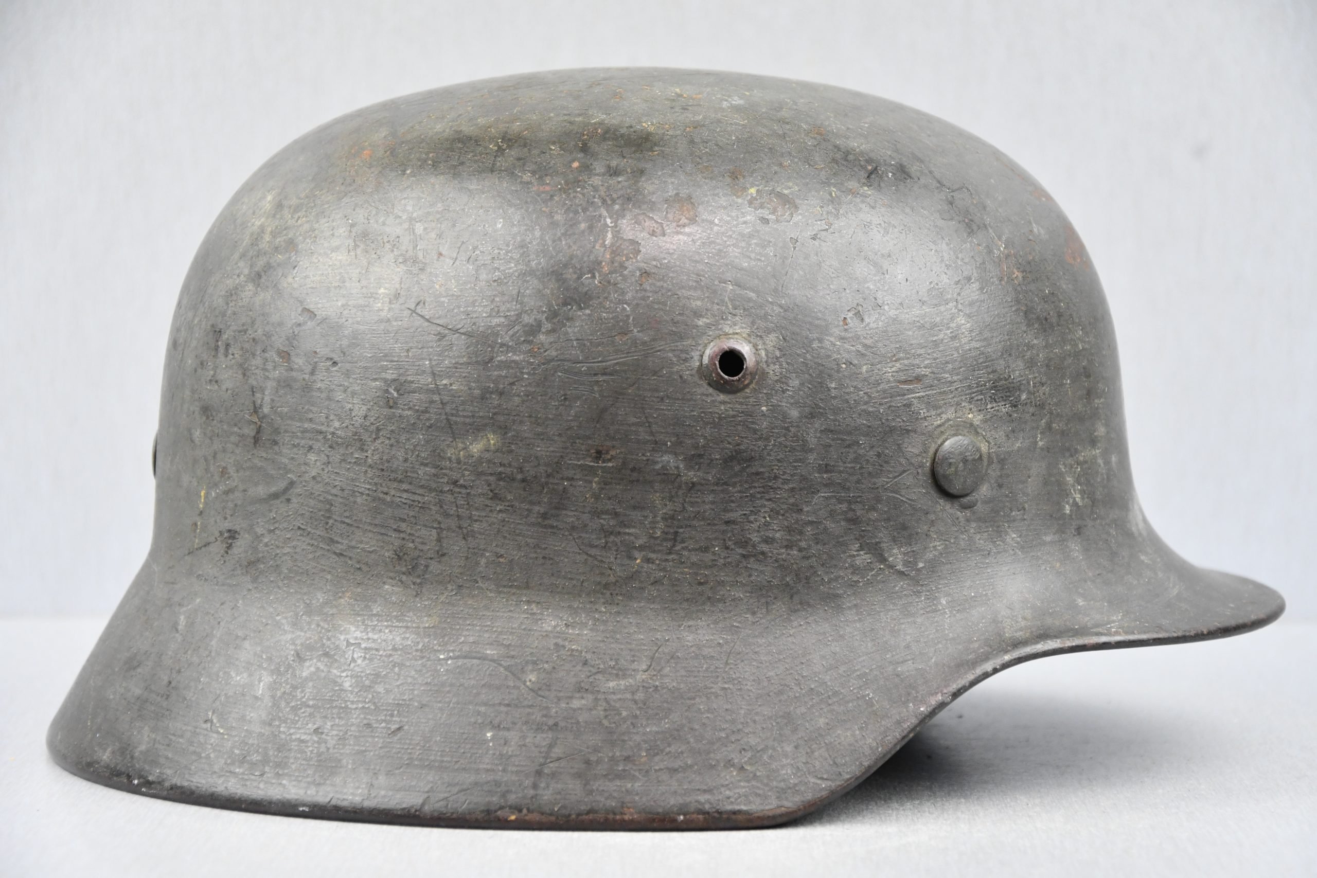 M35 army (Heer) ex-double decal 'overpaint' steel helmet Q64 named — image 4