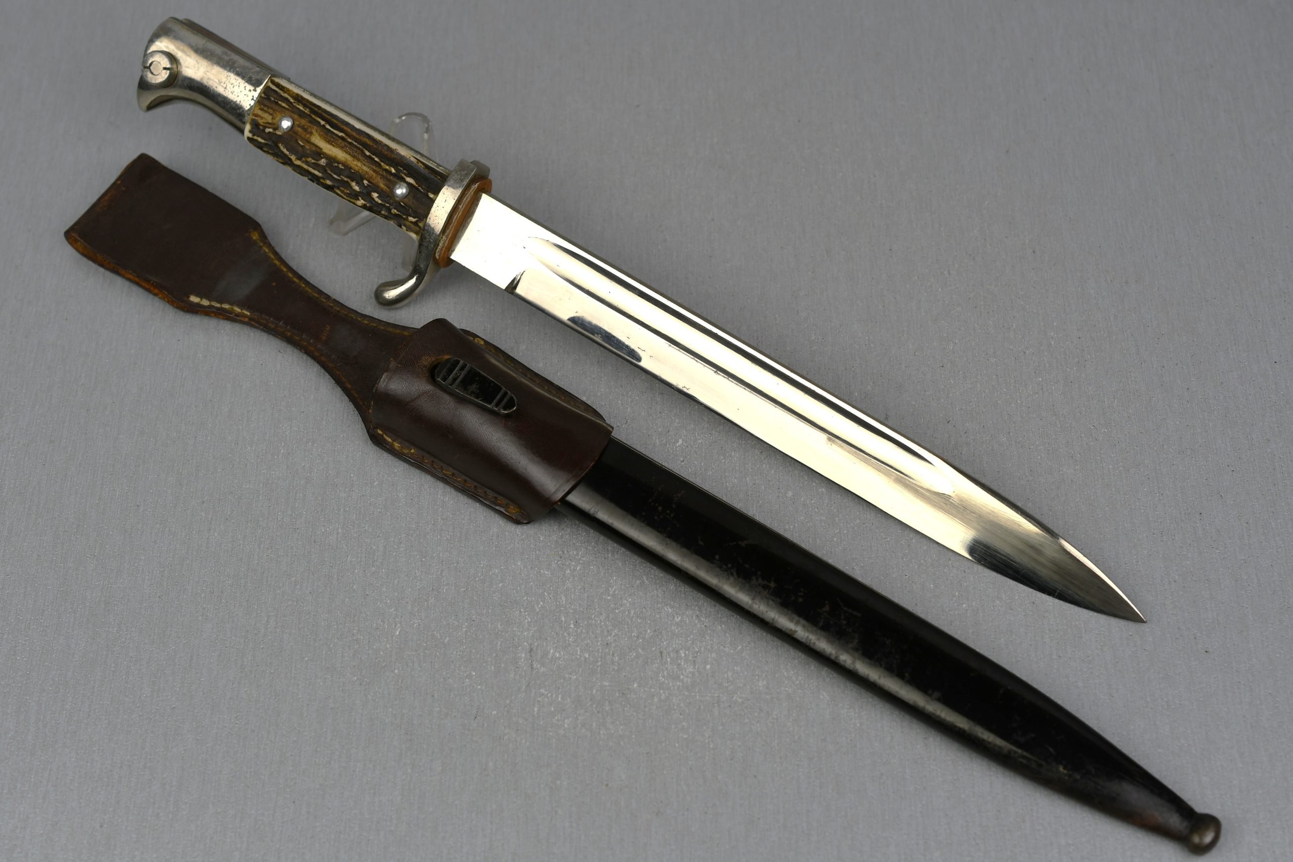 Wehrmacht K98 dress bayonet with bone grips by Krebs