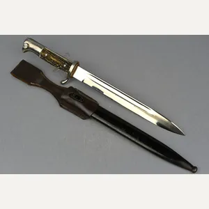 Wehrmacht K98 dress bayonet with bone grips by Krebs