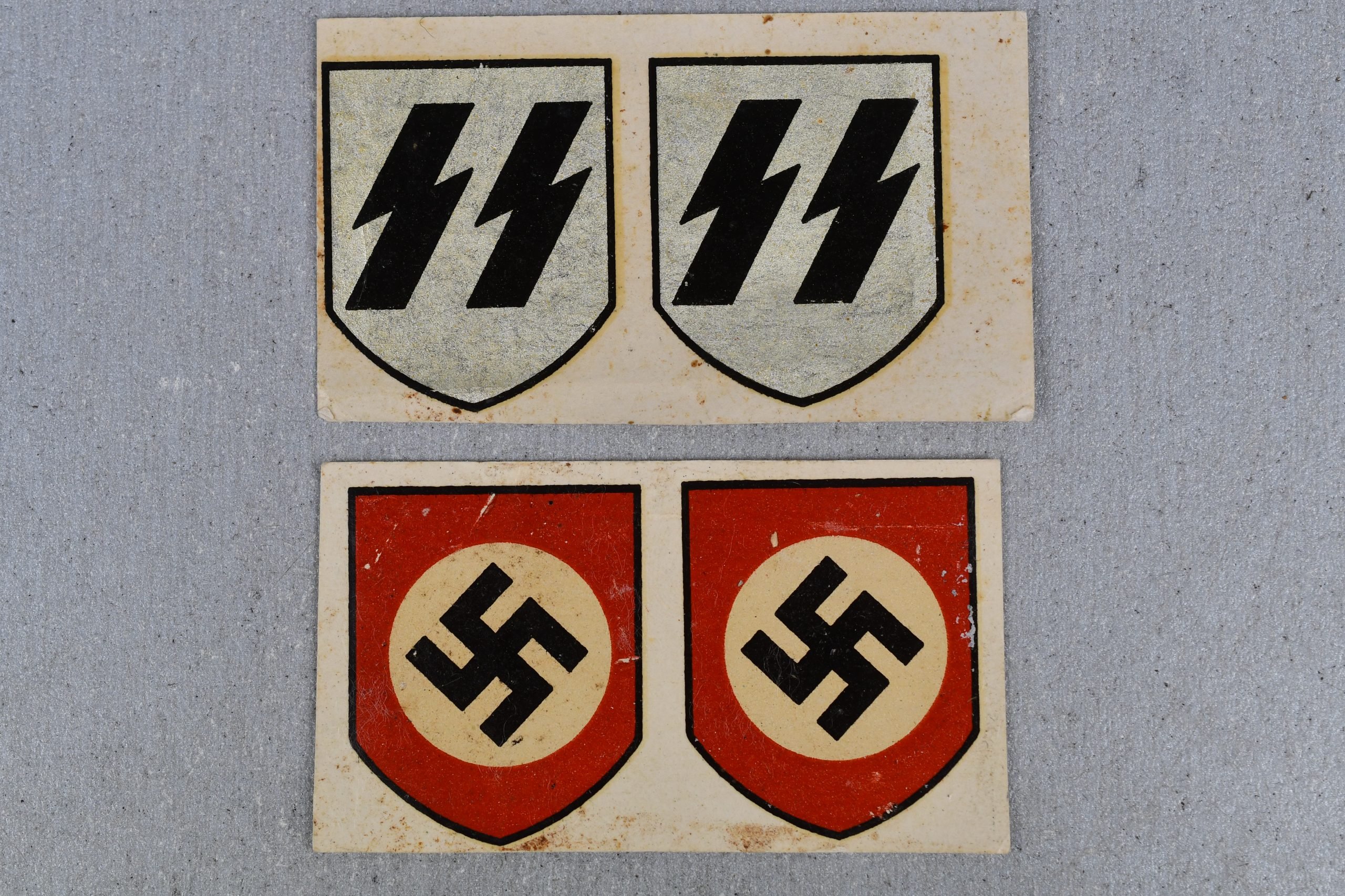 Unissued Waffen-SS helmet double decal runes by C.A. Pocher