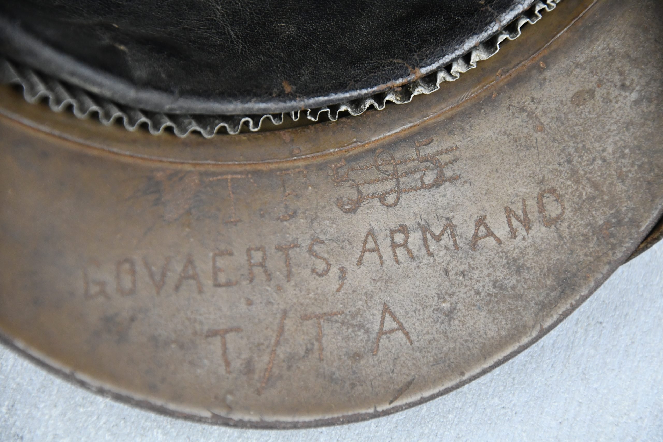 WW1 M1915 Belgian Adrian helmet named 'Govaerts Armand' — image 11