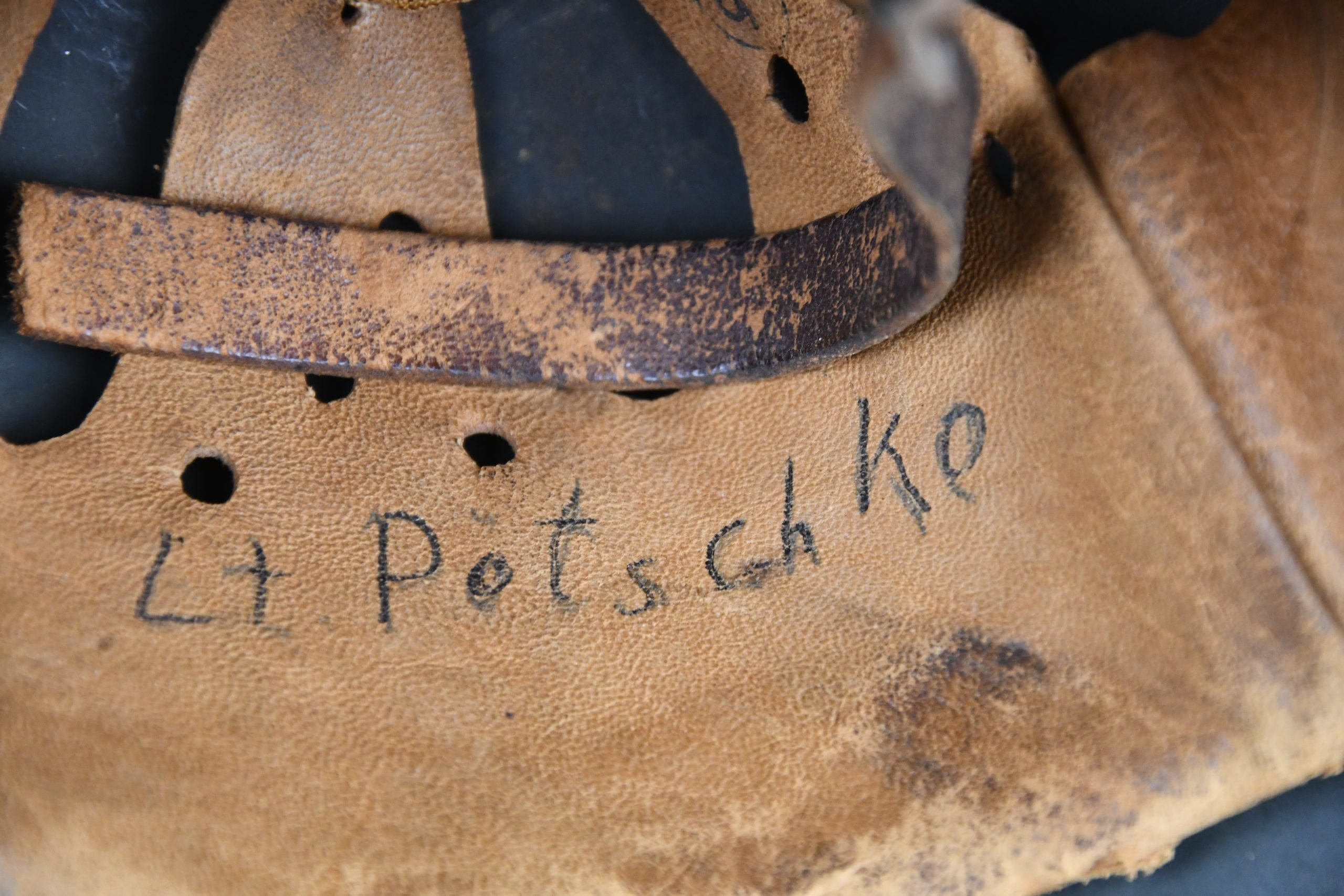 M40 army (Heer) single decal steel helmet EF64 named to Leutnant Potschke — image 11