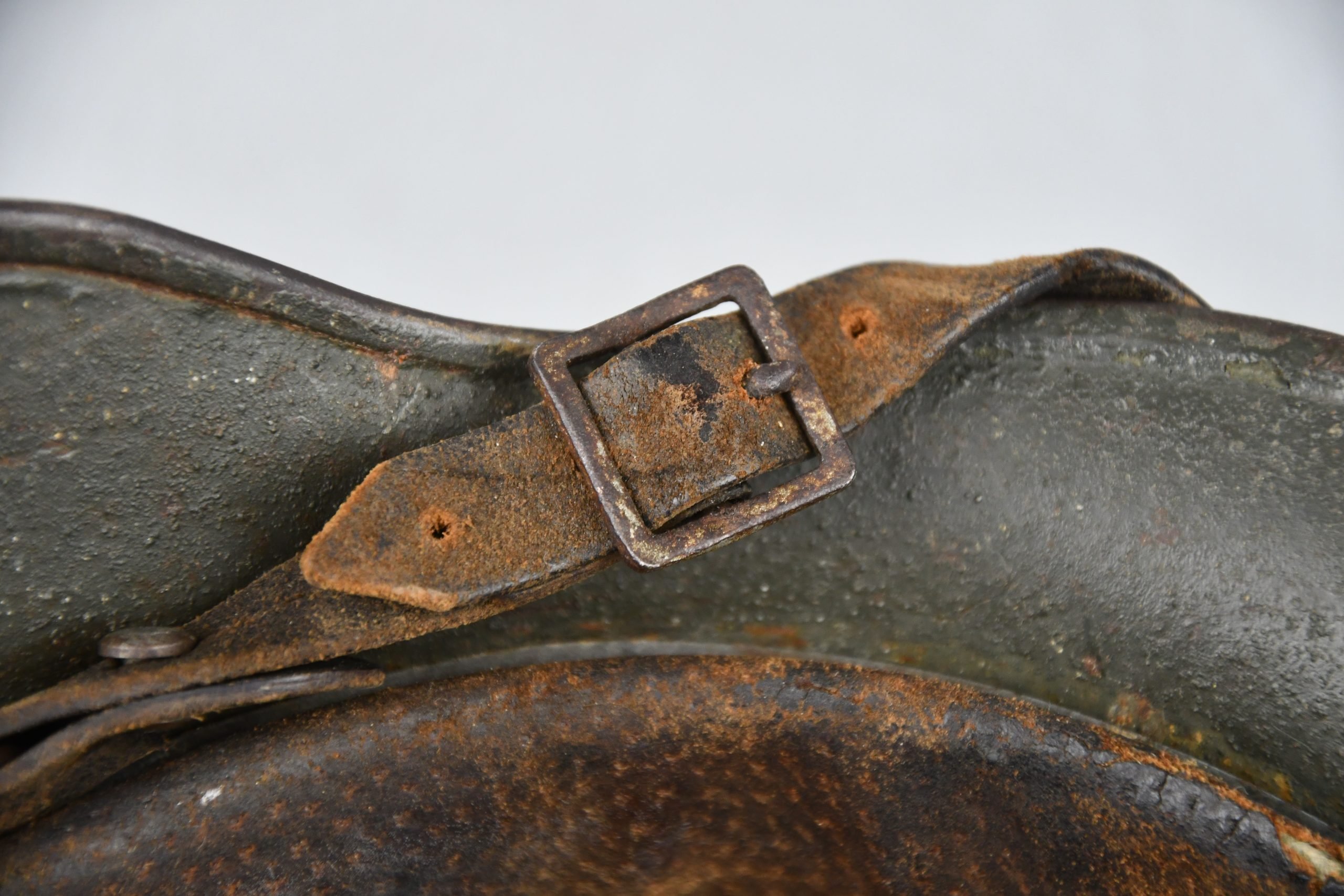 M35 army (Heer) reissued single decal camouflage steel helmet with bullet hit — image 15