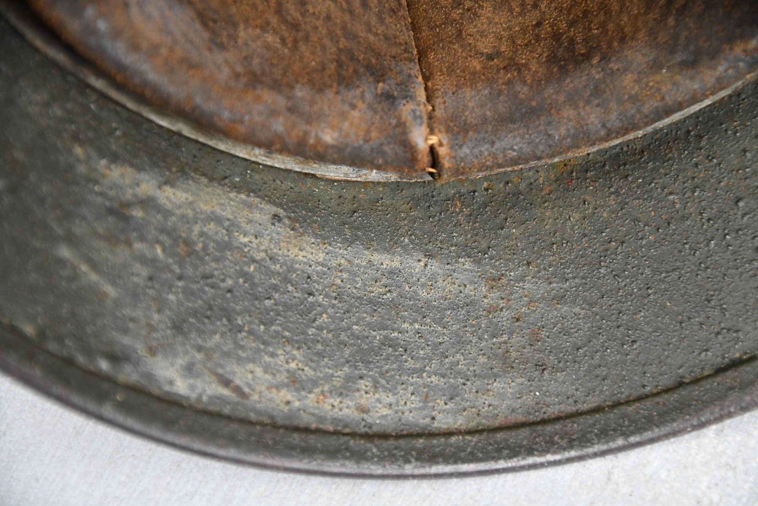 M35 army (Heer) reissued single decal camouflage steel helmet with bullet hit — image 17