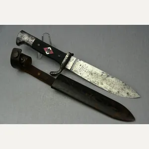 Transitional Hitlerjugend knife with motto by RZM M7/65 Carl Heidelberg