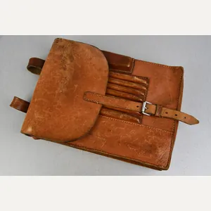 Early Wehrmacht map case 'Kartentasche' in brown leather by Heinrich …