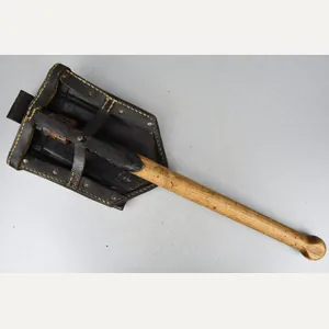 German folding shovel 'Klappspaten' by REX 1940 with leather carrier