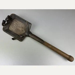 Wehrmacht shovel with leather carrier by jhg dated 1944