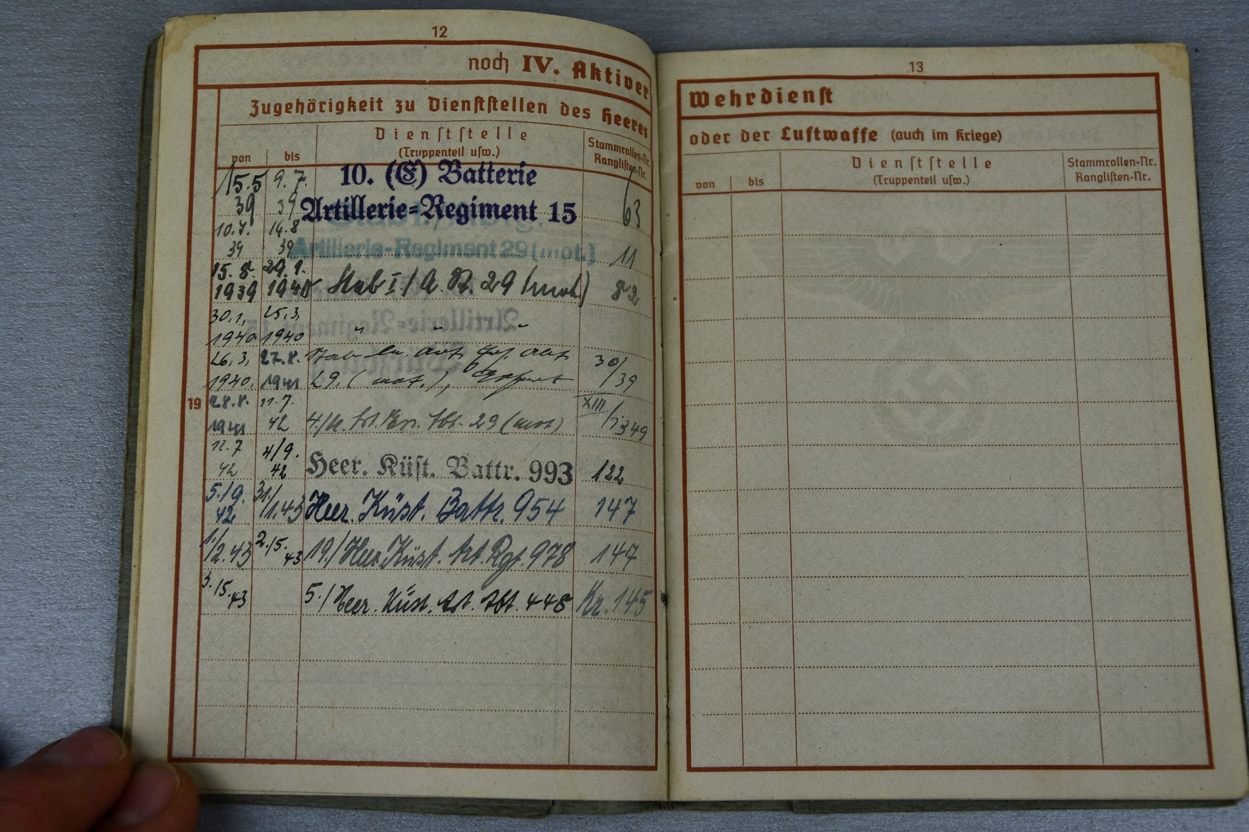 Army (Heer) Wehrpass paper grouping Uffz. K. Herkelmann Coastal Artillery Norway 1945 Lapplandschild — image 17