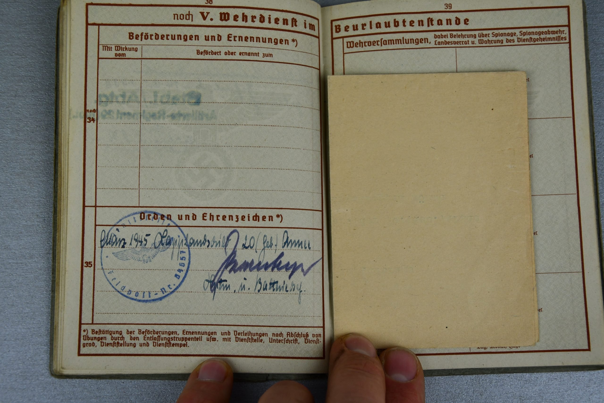 Army (Heer) Wehrpass paper grouping Uffz. K. Herkelmann Coastal Artillery Norway 1945 Lapplandschild — image 24