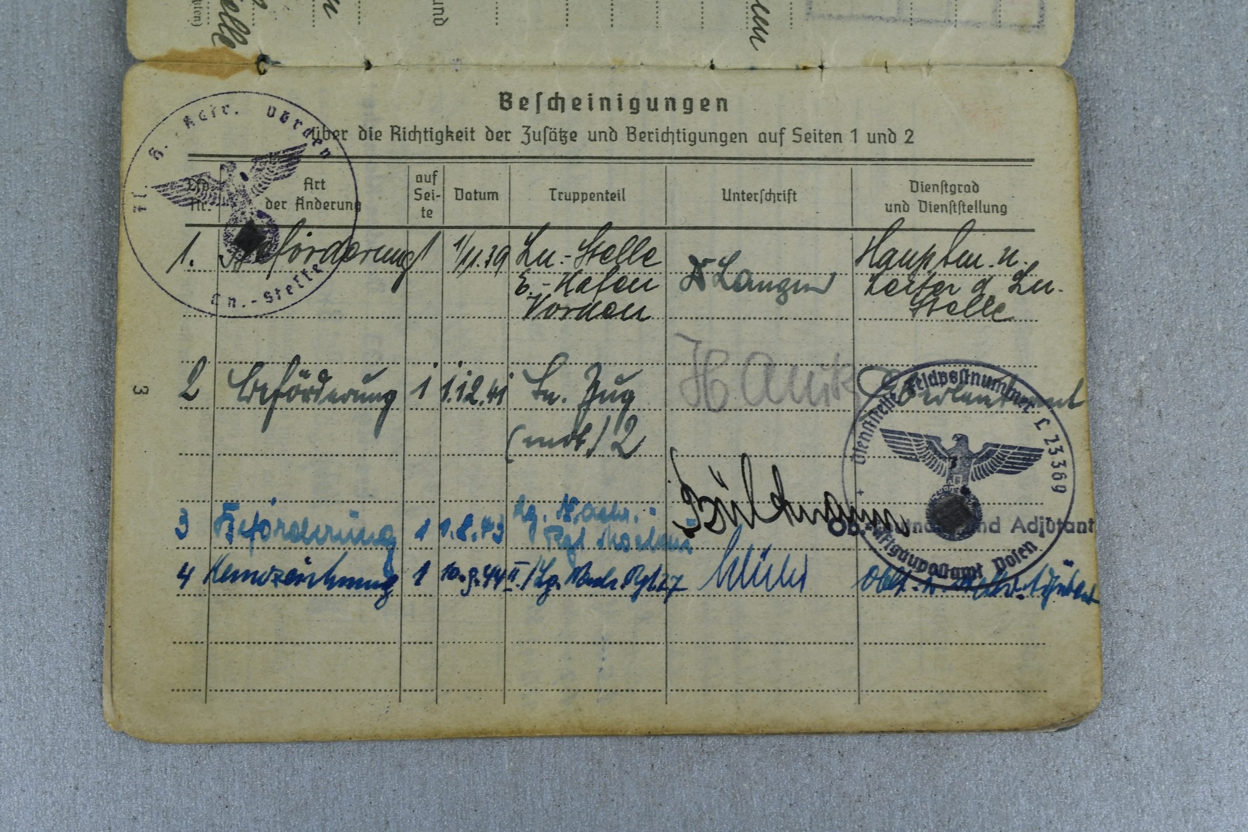 Luftwaffe Wehrpass and Soldbuch grouping Hauptfeldwebel W. Lübeck — image 20