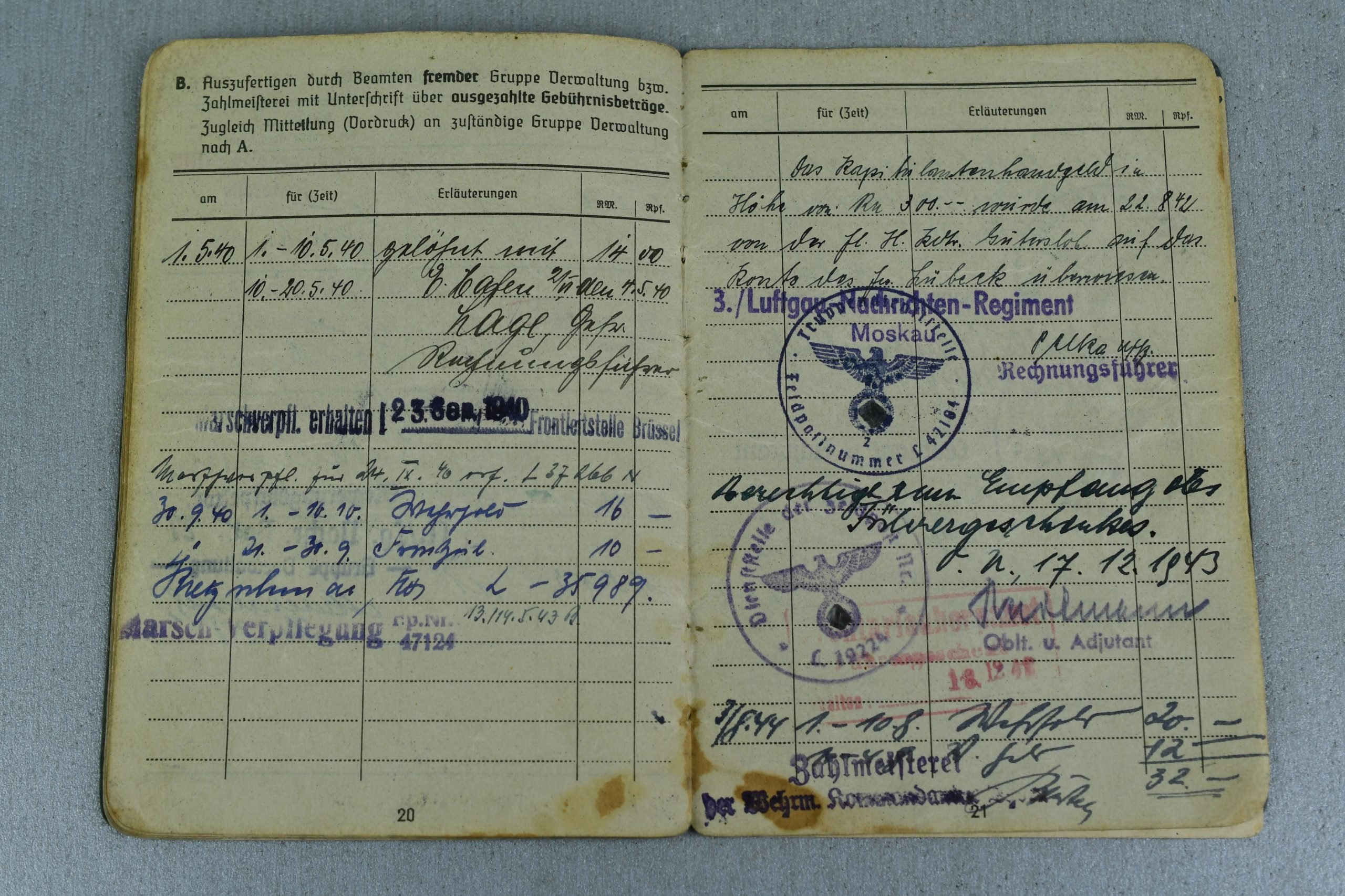 Luftwaffe Wehrpass and Soldbuch grouping Hauptfeldwebel W. Lübeck — image 27