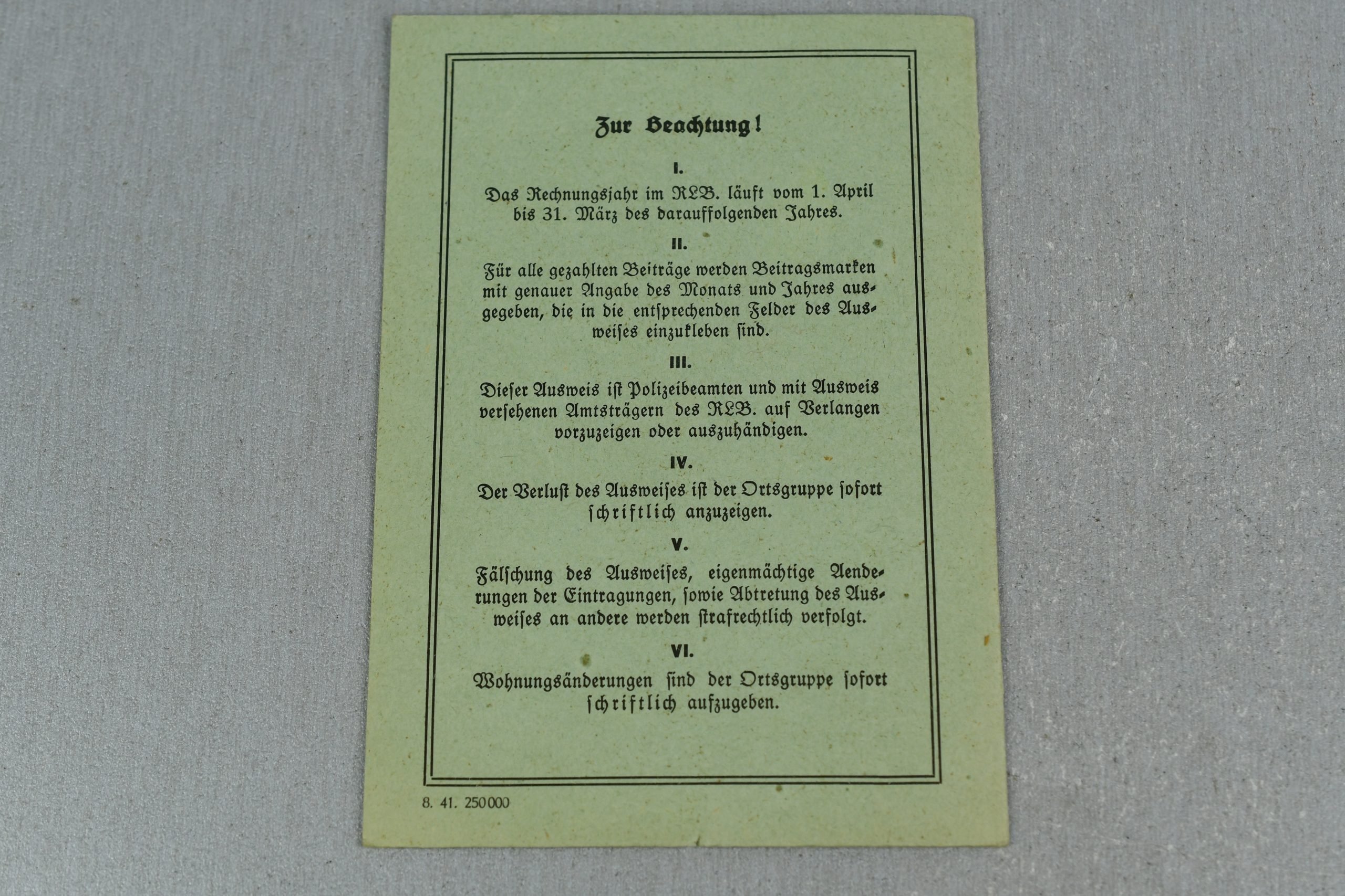 Luftschutz membership booklet from town 'St. Boarshuasen Rheingau' — image 4