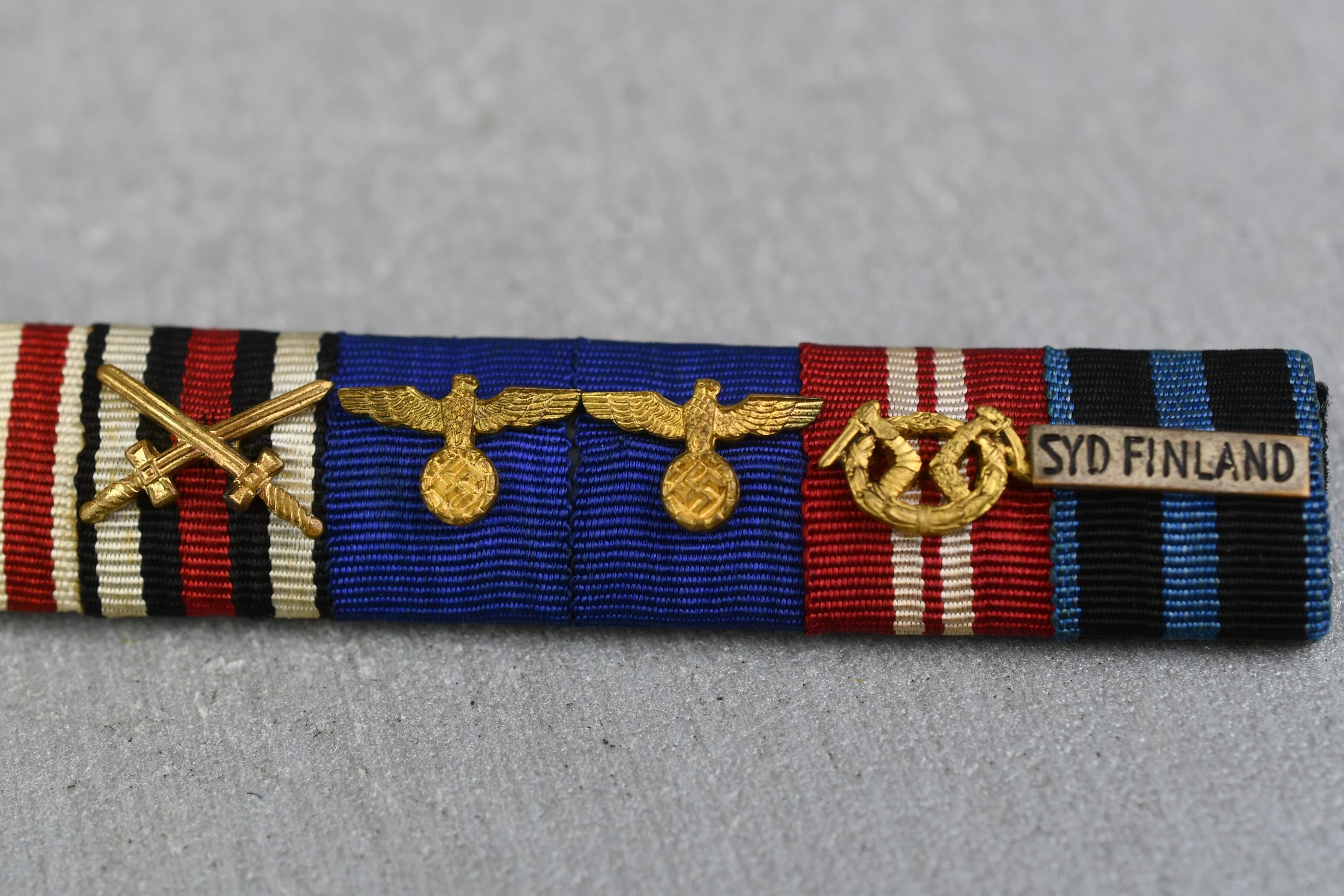 Kriegsmarine eight place ribbon bar with both WW1 & WW2 medals maker marked — image 2