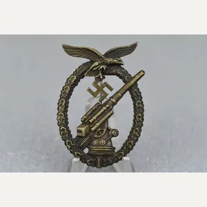 Luftwaffe Flakkampfabzeichen in nickle silver 'Ball Hinge'