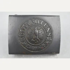 Late war grey army/navy belt buckle by J.F.S.