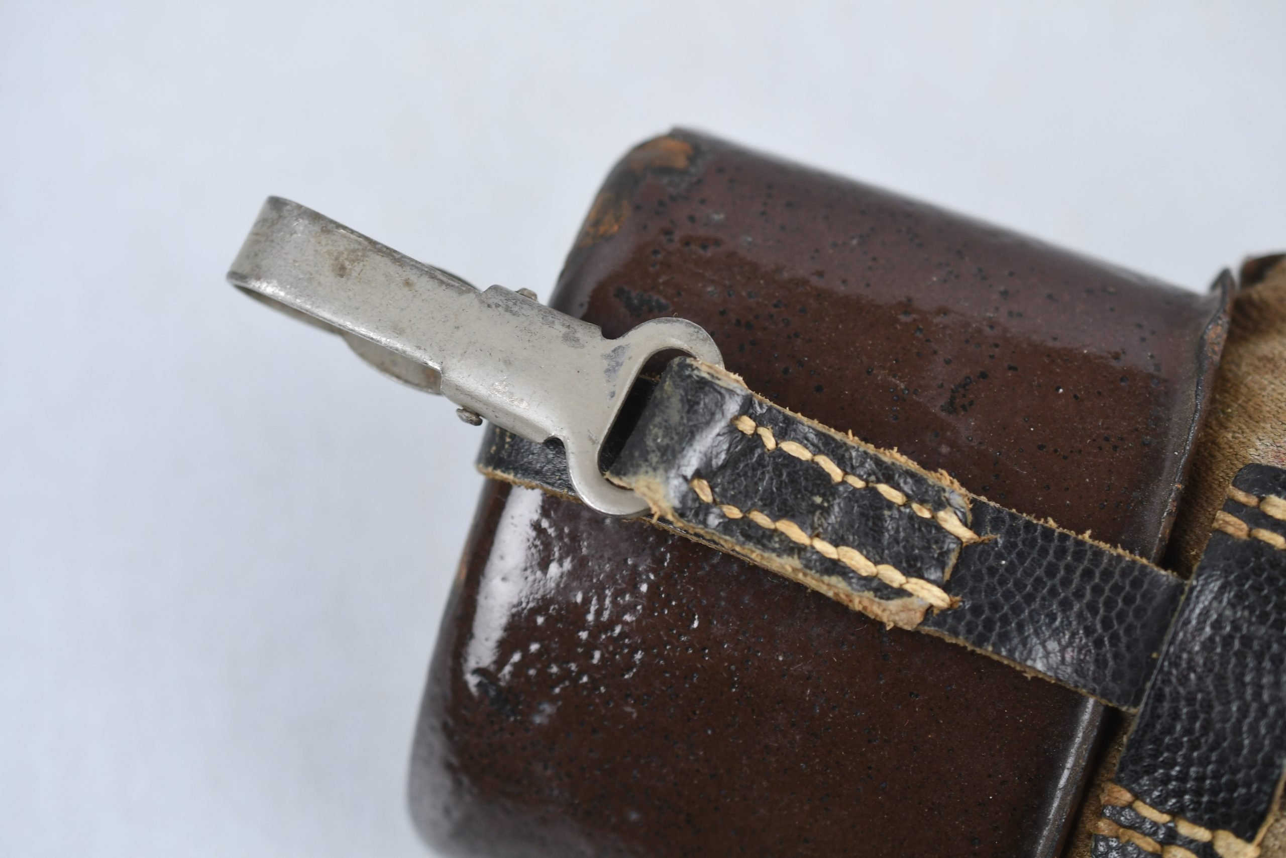 Late war German canteen with gabardine cover and brown enamel steel cup — image 5