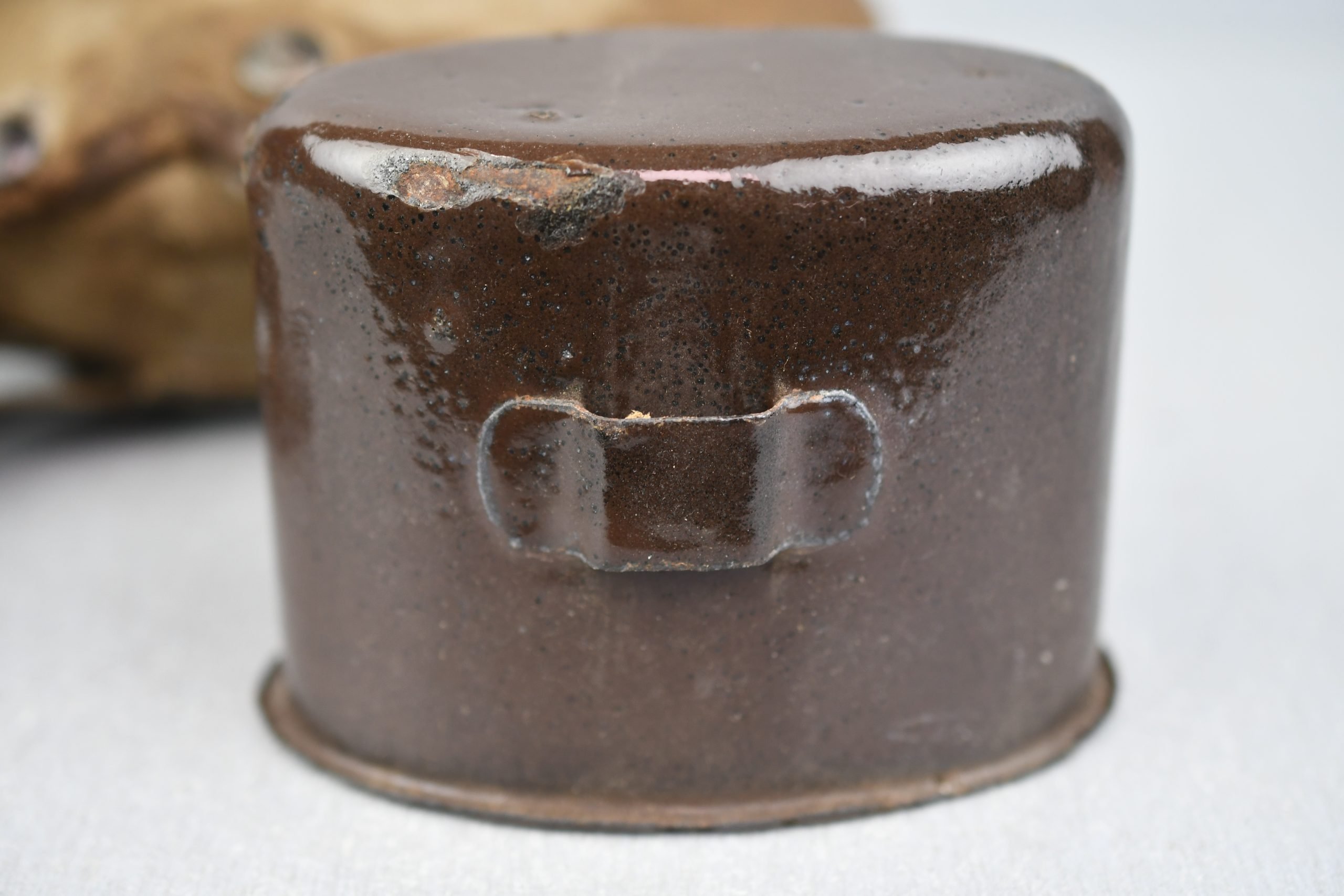 Late war German canteen with gabardine cover and brown enamel steel cup — image 7