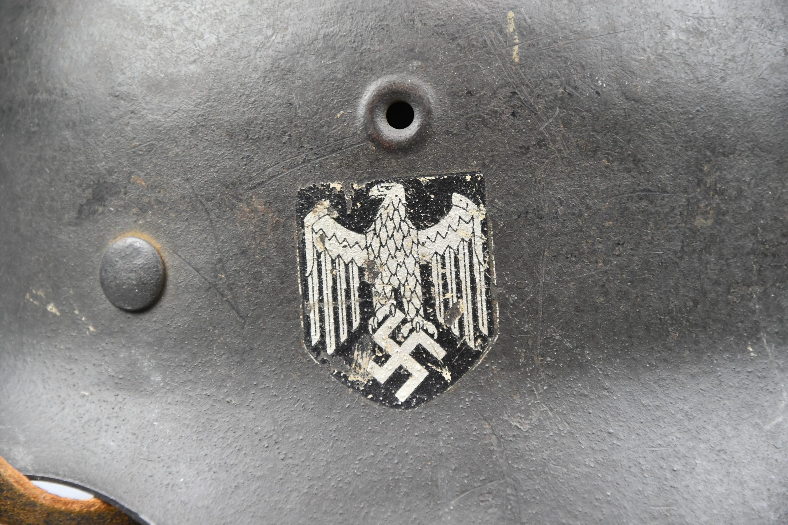 M42 army (Heer) single decal steel helmet named to Obergefreiter EF62 — image 2