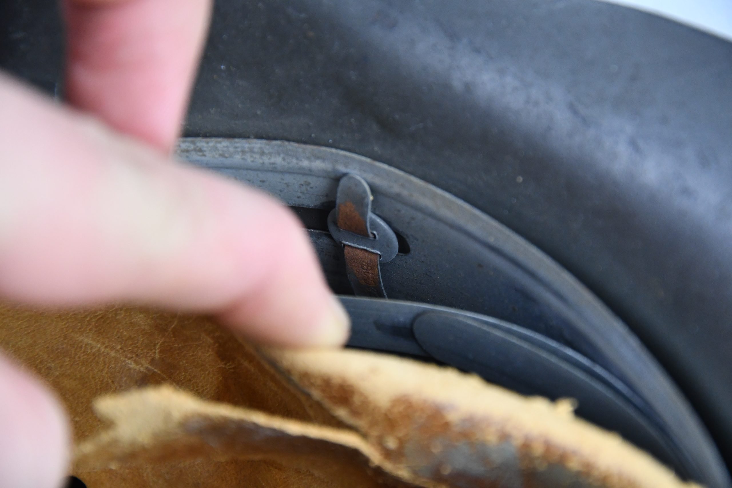 M42 Army/Waffen-SS late war no decal steel helmet EF64 — image 11