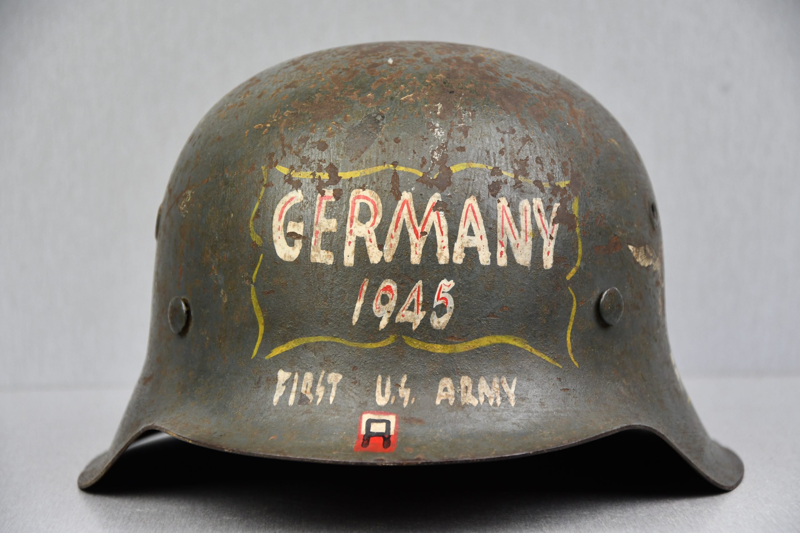 RARE M42 Luftwaffe 'Souvenir' Helmet – First U.S. Army – Germany 1945 — image 5