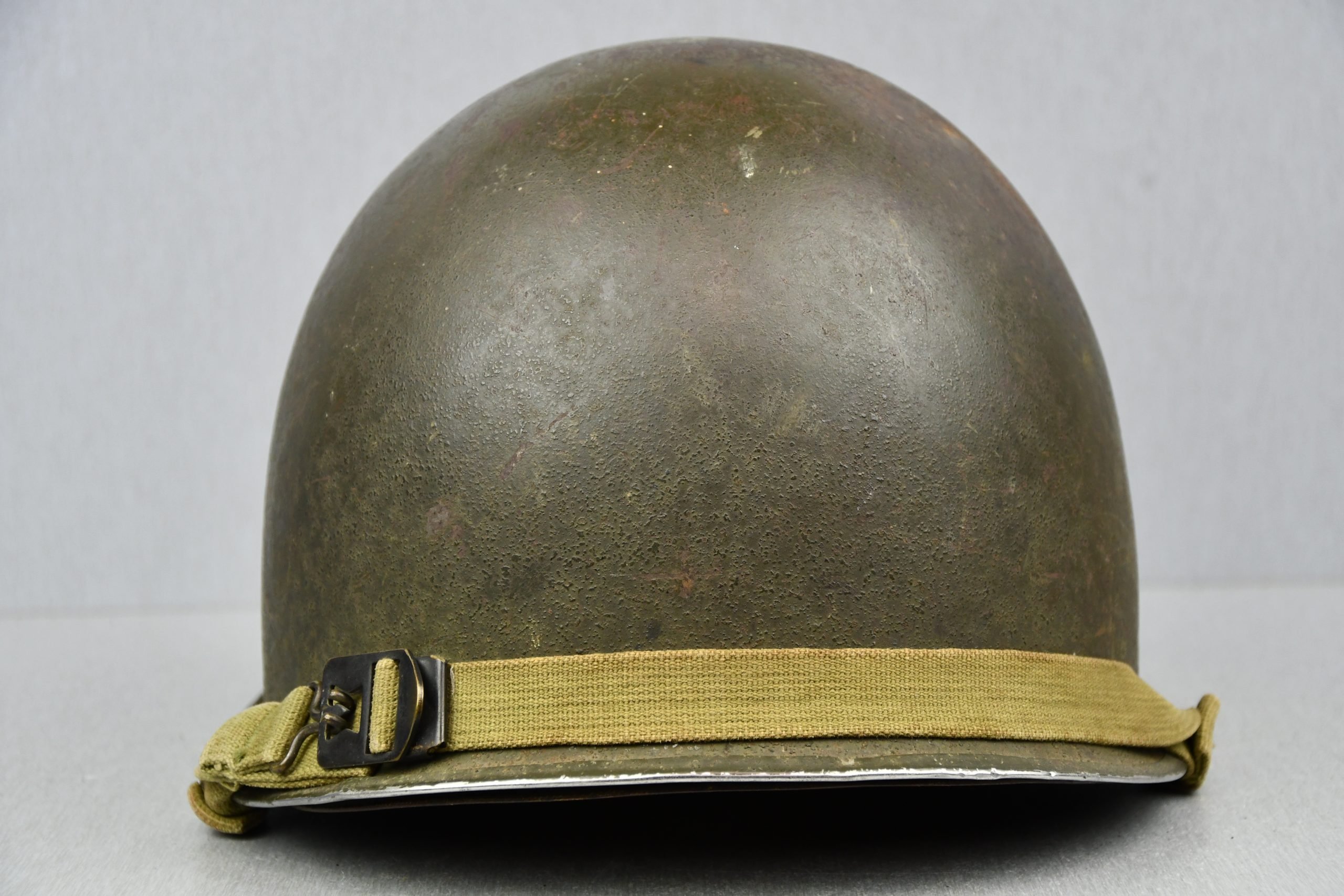 US WW2 M1 front seam fixed bale steel helmet with liner by Westinghouse — image 4