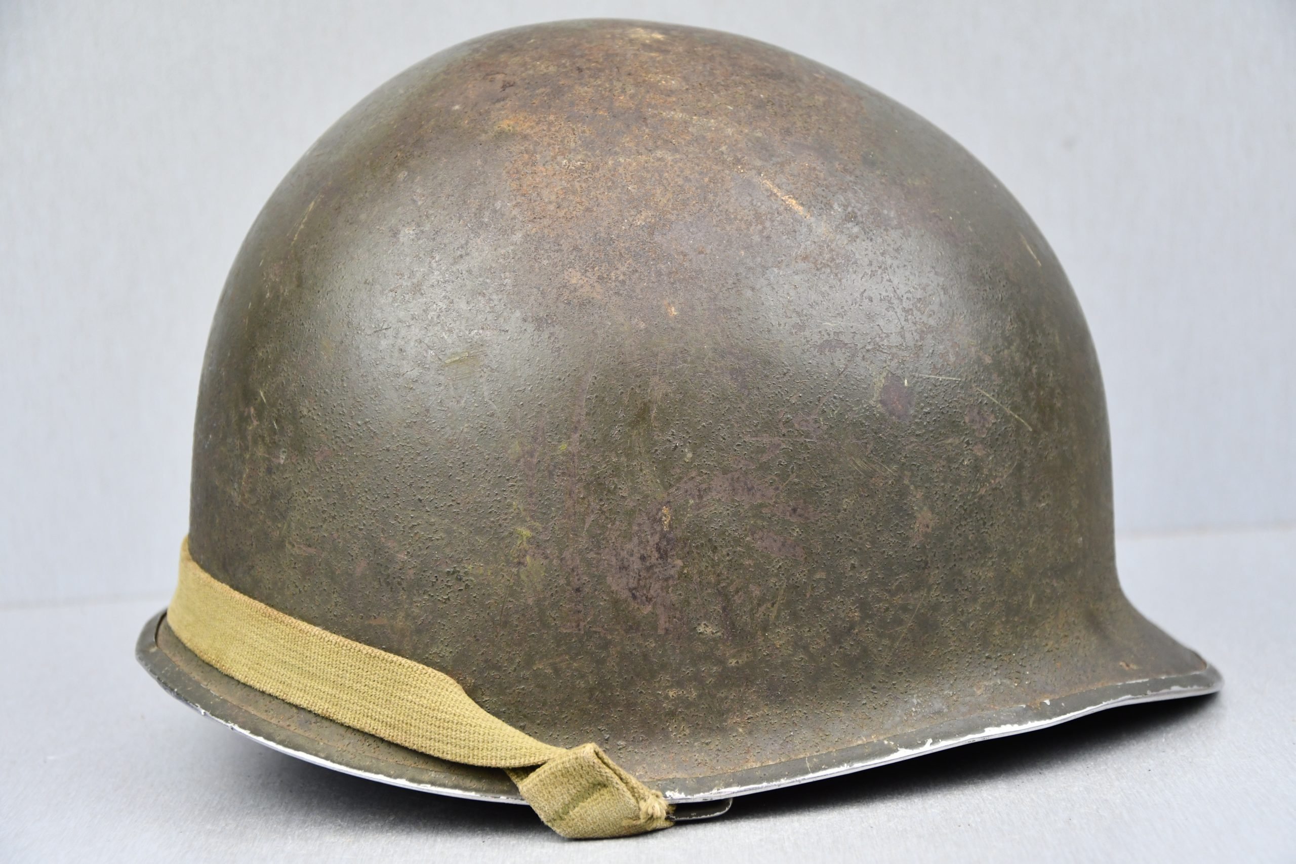 US WW2 M1 front seam fixed bale steel helmet with liner by Westinghouse — image 6