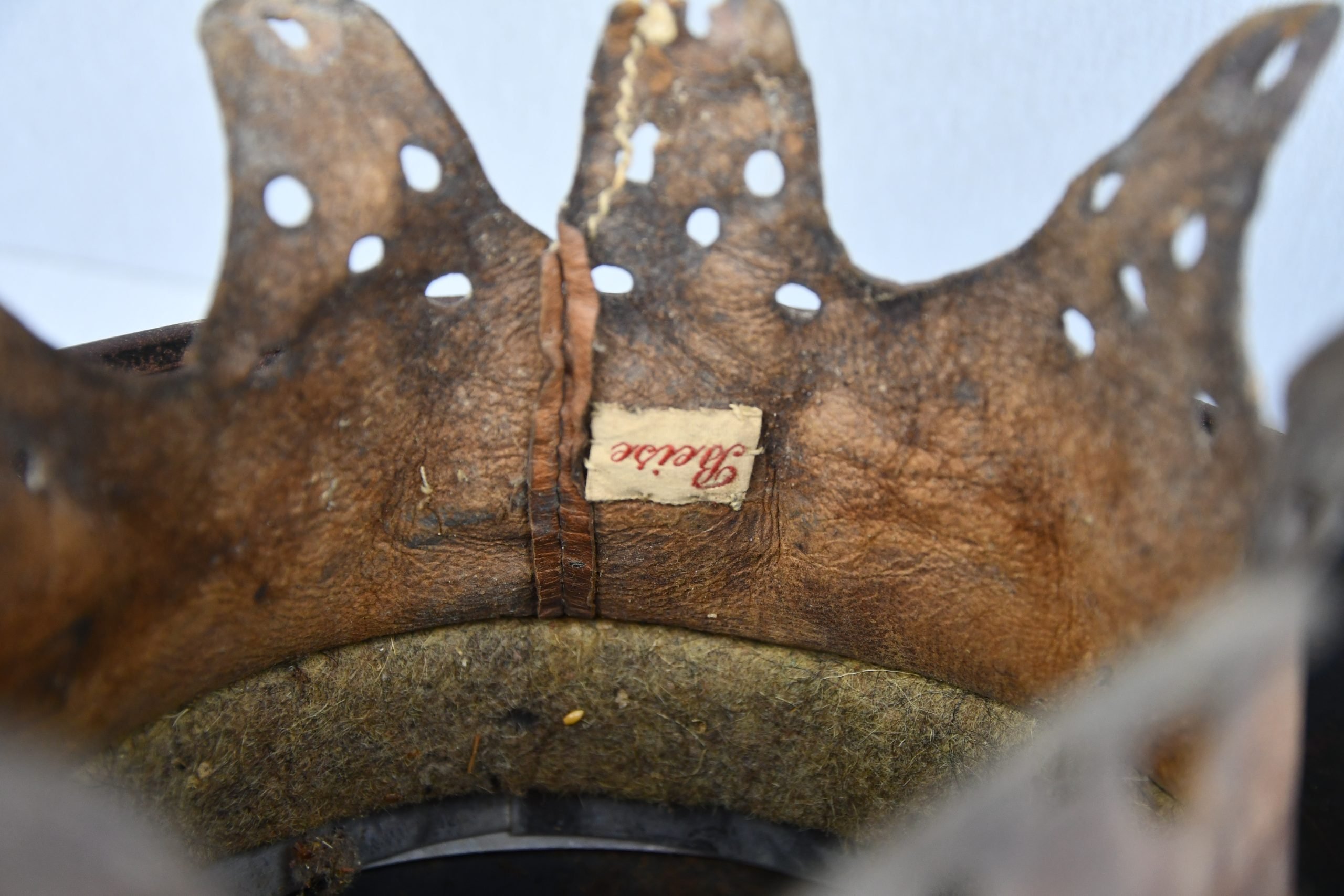 Early M35 Luftwaffe double decal steel helmet with droop tail eagle Q62 named — image 11