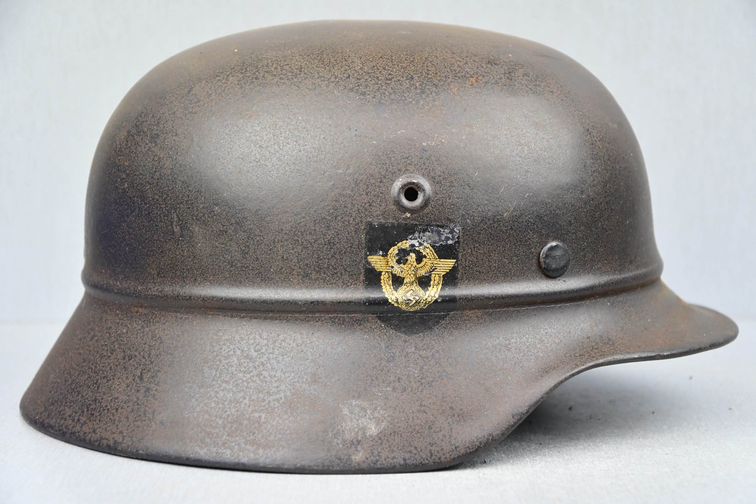 RARE M40 Polizei double decal 'beaded' steel helmet EF68 — image 4