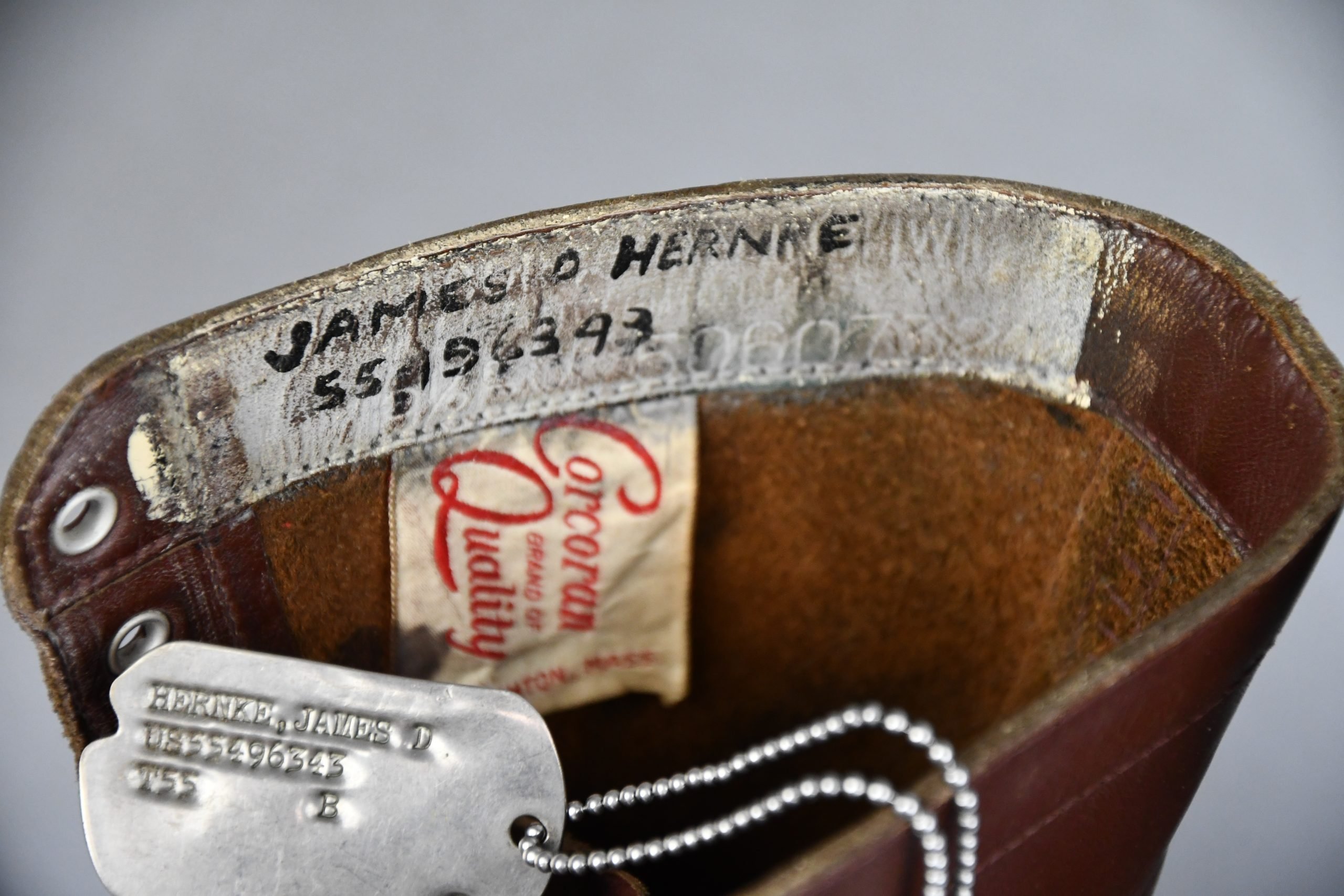 WW2 USA paratrooper jump boots by Corcoran with dog-tags — image 10