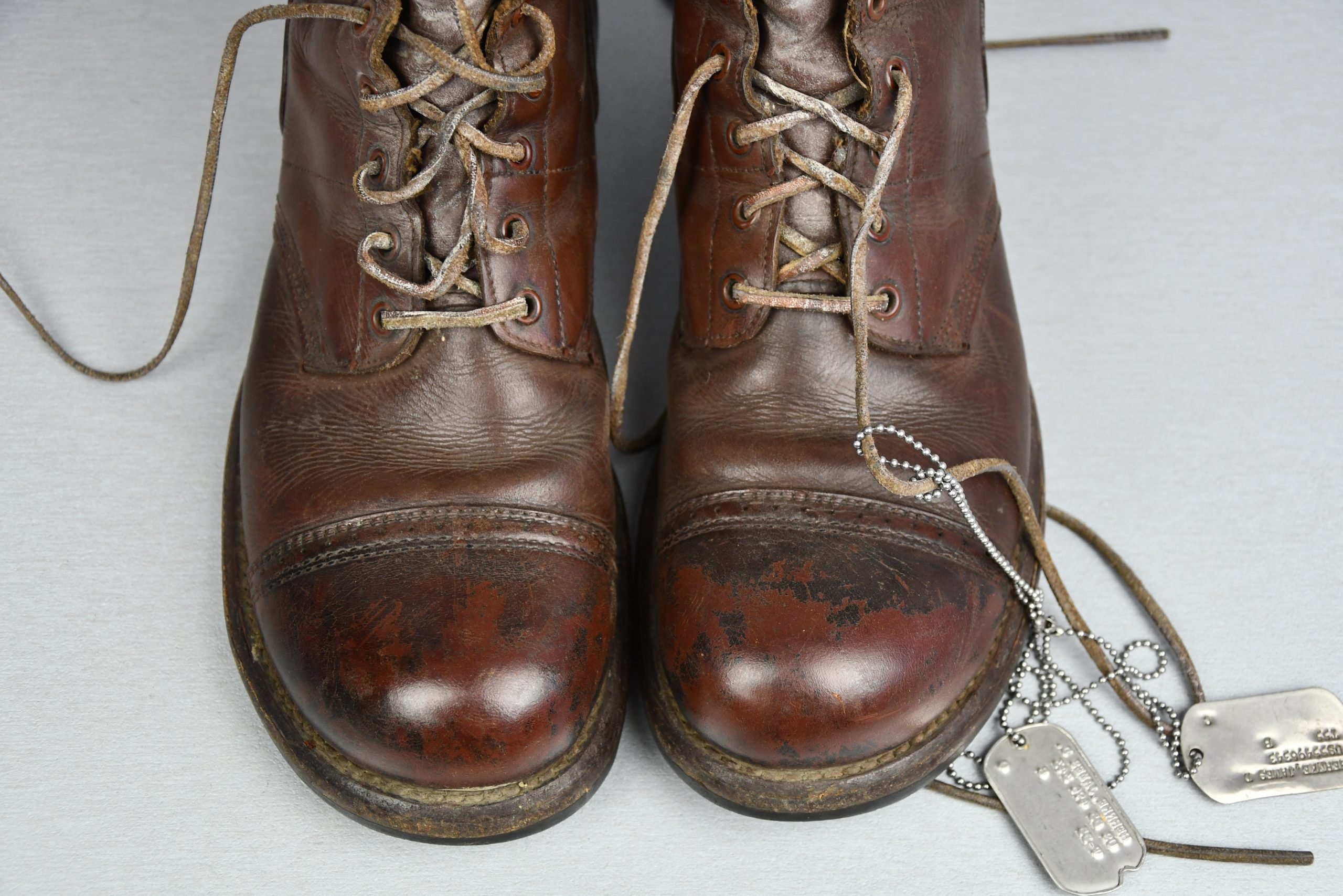 WW2 USA paratrooper jump boots by Corcoran with dog-tags — image 6