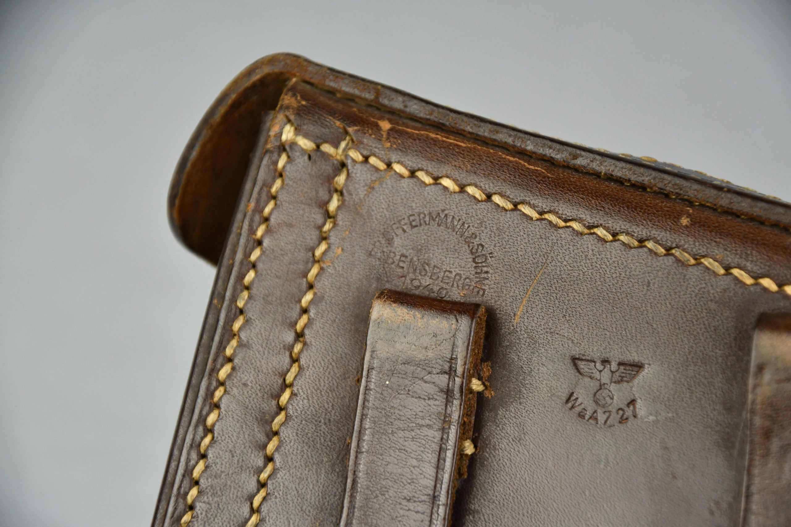 Wehrmacht brown leather P.08 'Luger' hard shell pistol holster by Fr. Offermann & Söhne 1940 — image 7