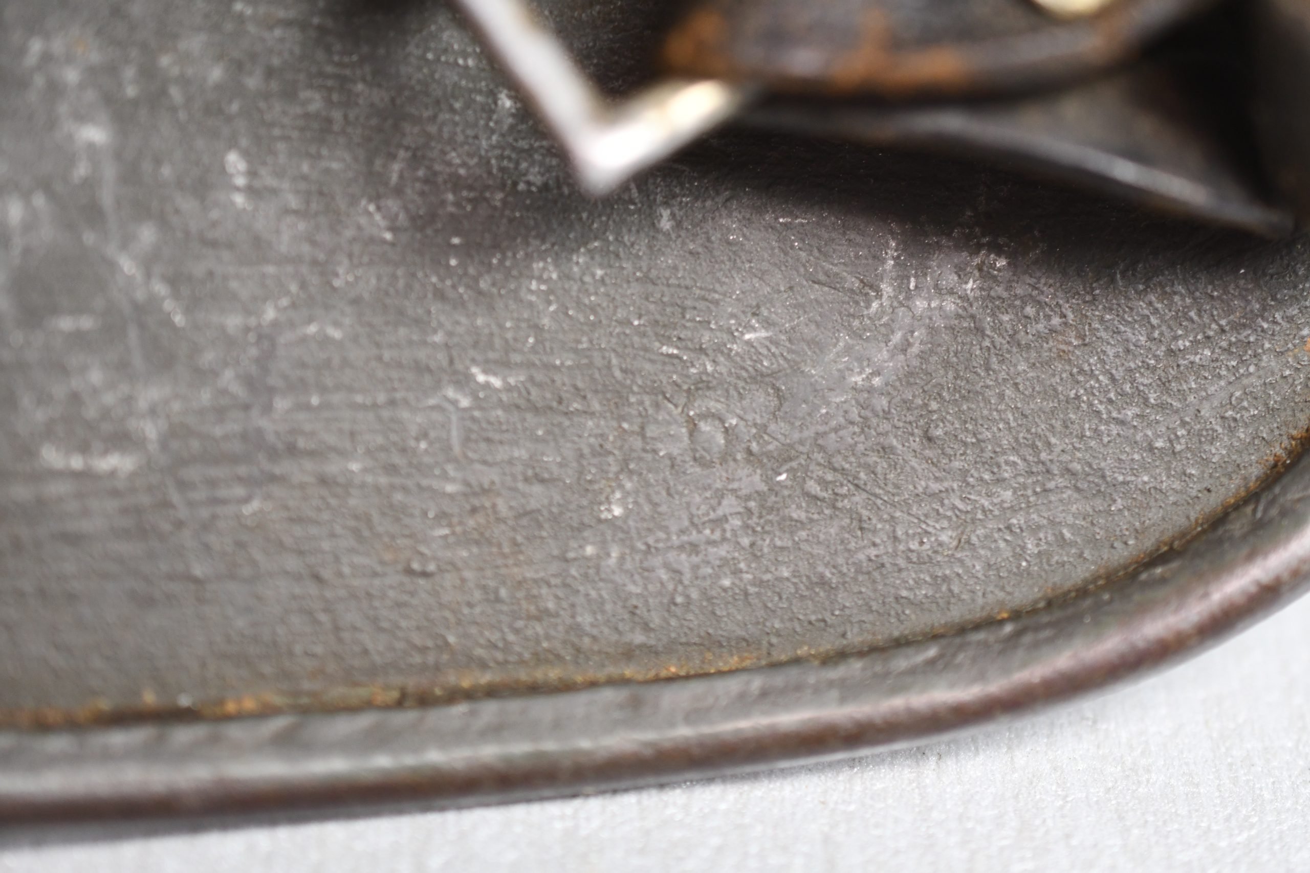 M35 Army (Heer) three tone 'Normandy' camouflage helmet EF62 bullet hit — image 12