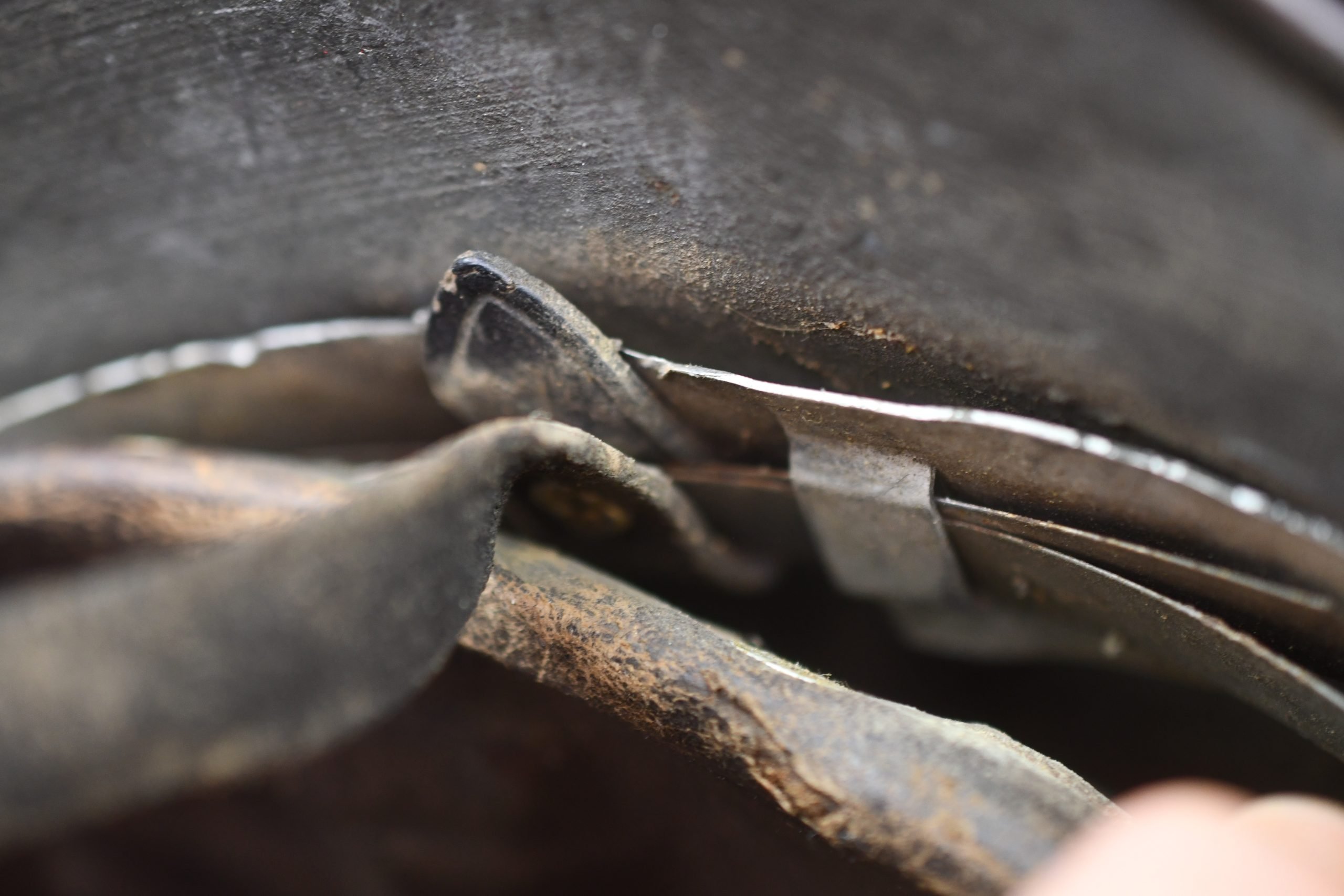 M35 Army (Heer) three tone 'Normandy' camouflage helmet EF62 bullet hit — image 15