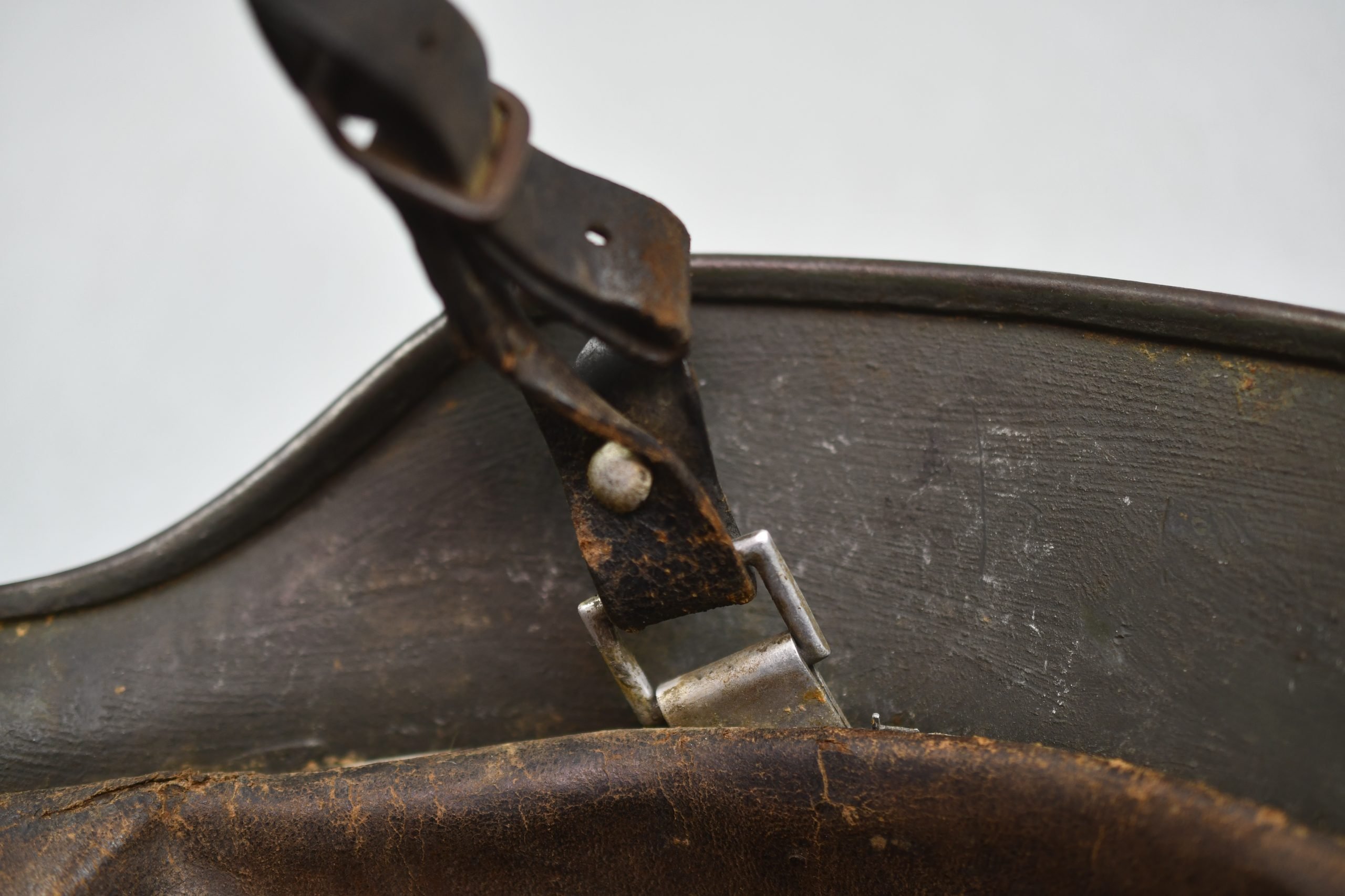 M35 Army (Heer) three tone 'Normandy' camouflage helmet EF62 bullet hit — image 16