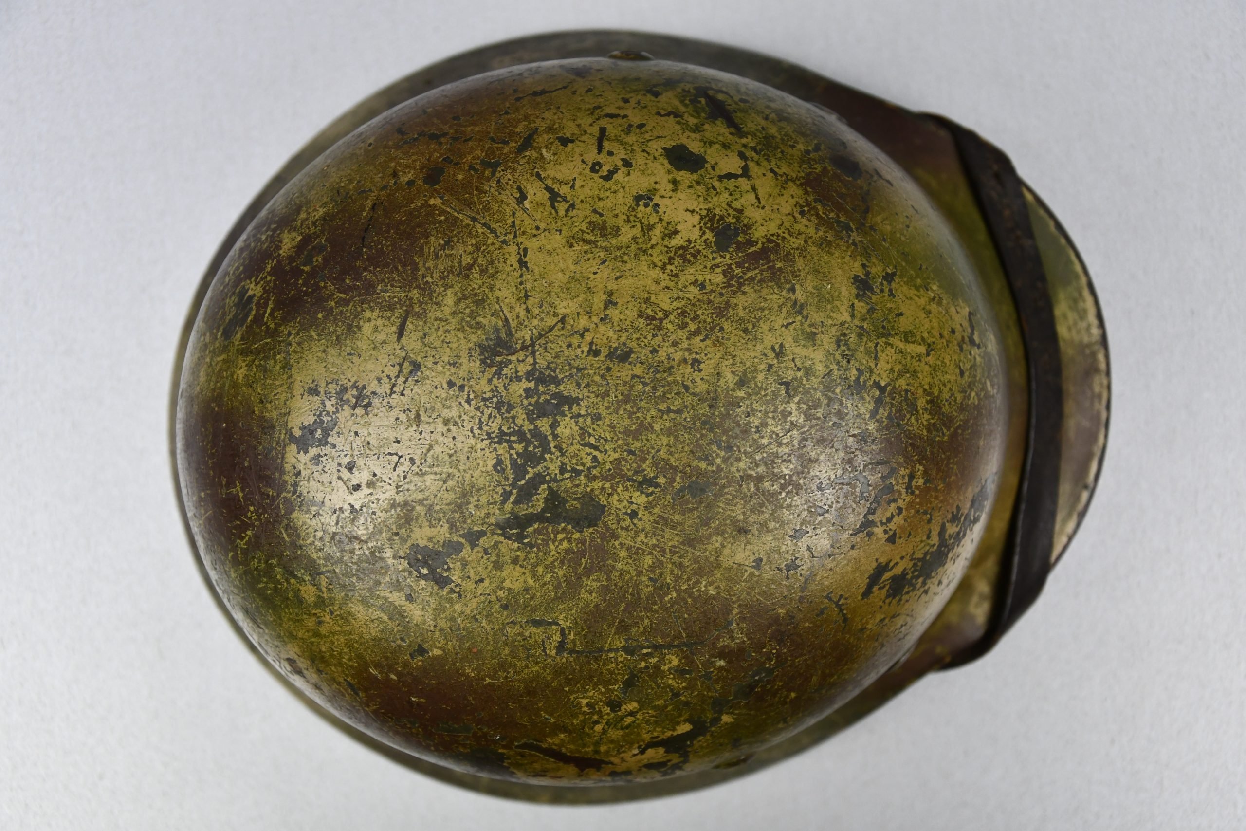 M35 Army (Heer) three tone 'Normandy' camouflage helmet EF62 bullet hit — image 9