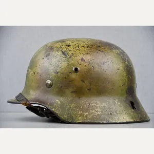 M35 Army (Heer) three tone 'Normandy' camouflage helmet EF62 bullet …