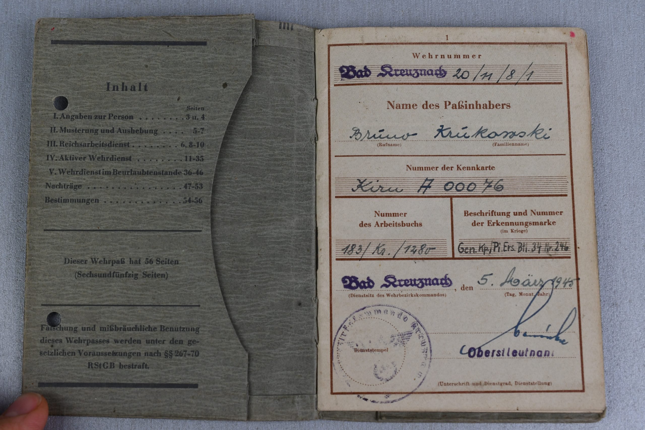 Army (Heer) Wehrpass Pionier-Kompanie with many entries and awards — image 2