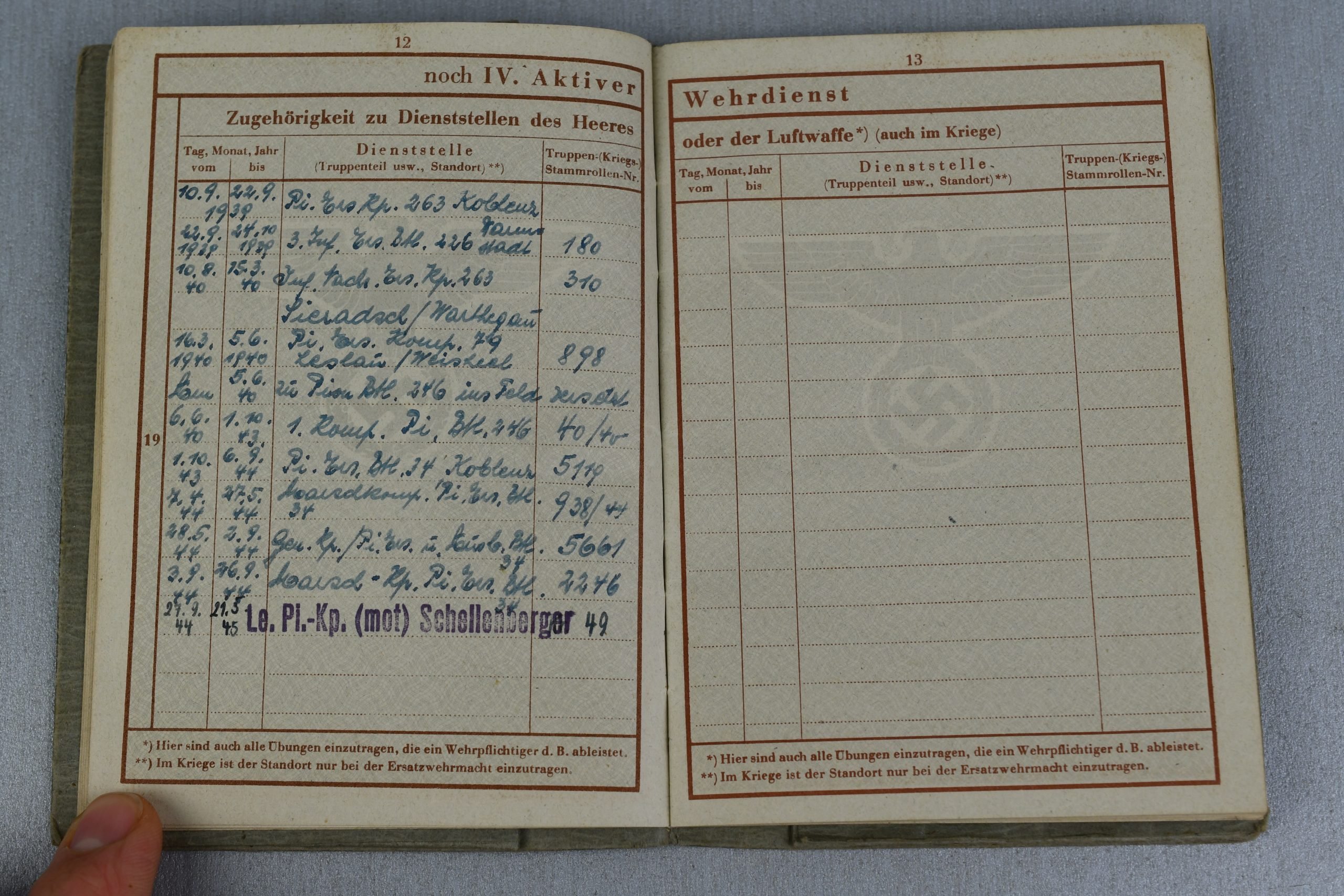 Army (Heer) Wehrpass Pionier-Kompanie with many entries and awards — image 7