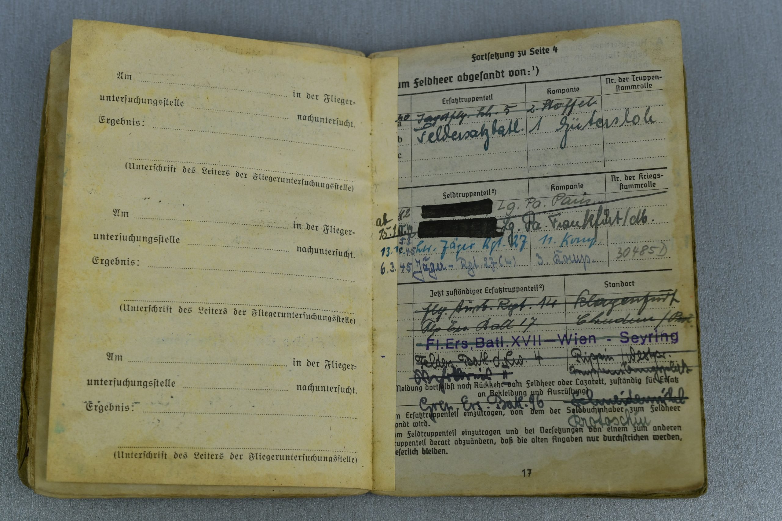 Wehrmacht Soldbuch from Luftwaffe Pilot who got transfered to Luftwaffe Field Division 'Luftwaffen-Jäger-Regiment 27' — image 11