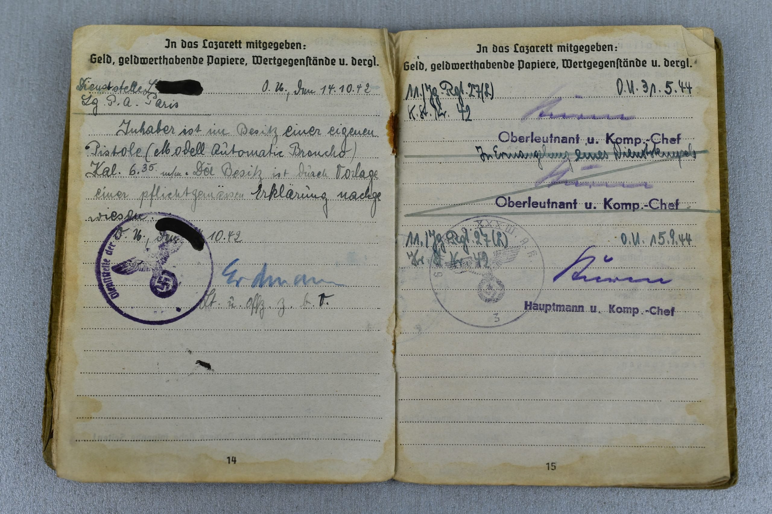 Wehrmacht Soldbuch from Luftwaffe Pilot who got transfered to Luftwaffe Field Division 'Luftwaffen-Jäger-Regiment 27' — image 9