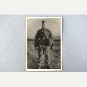 Luftwaffe paratrooper 'Fallschirmjäger' photo with 'zimmmerit' camouflage helmet 6×9