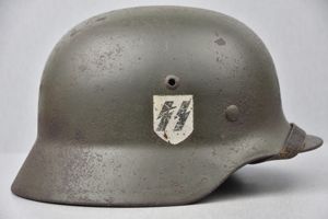 M35 Waffen-SS ex-double decal steel helmet Q64